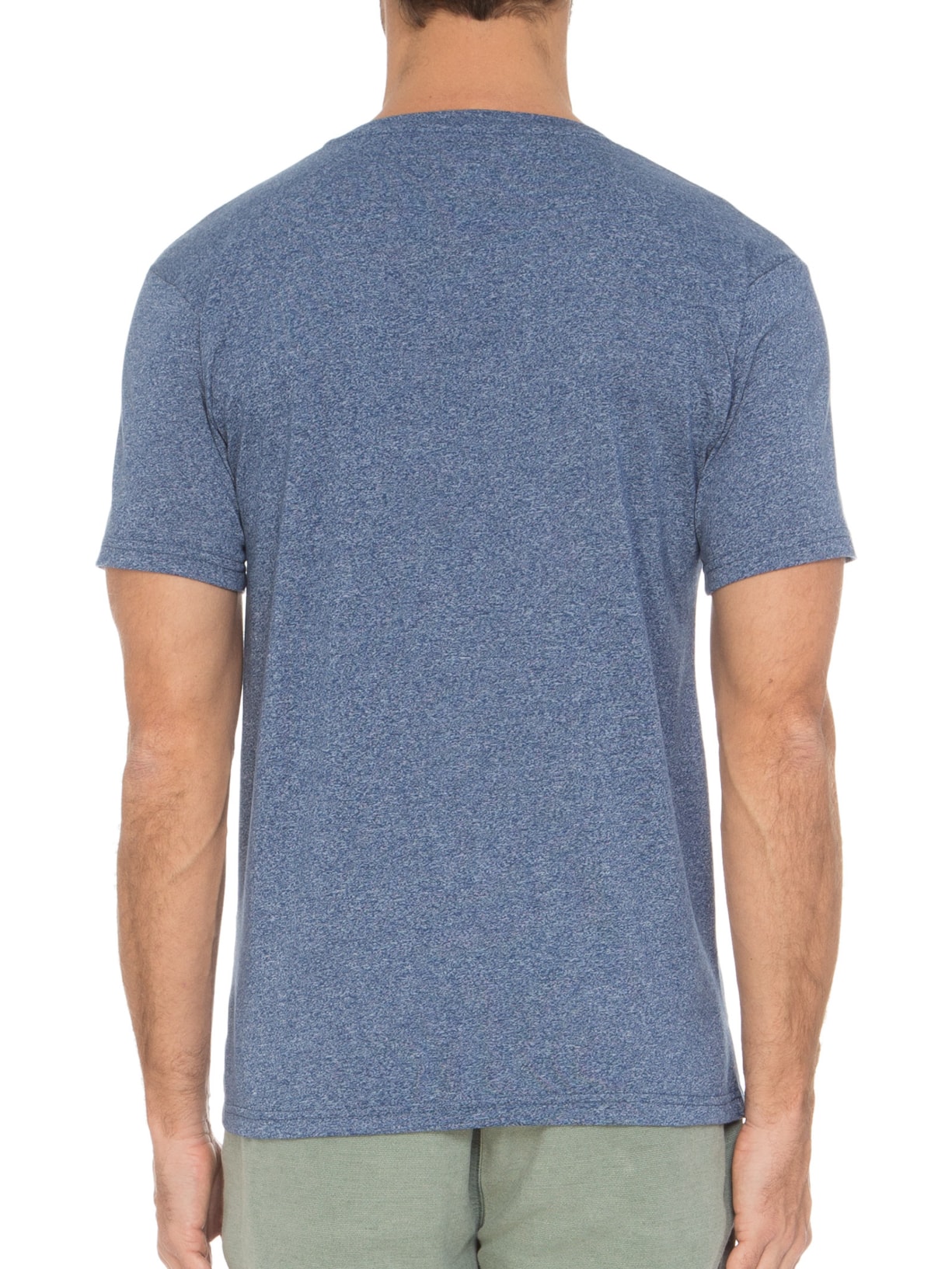 Camiseta Masculina Careca Mescla Com Bolso Azul Jab