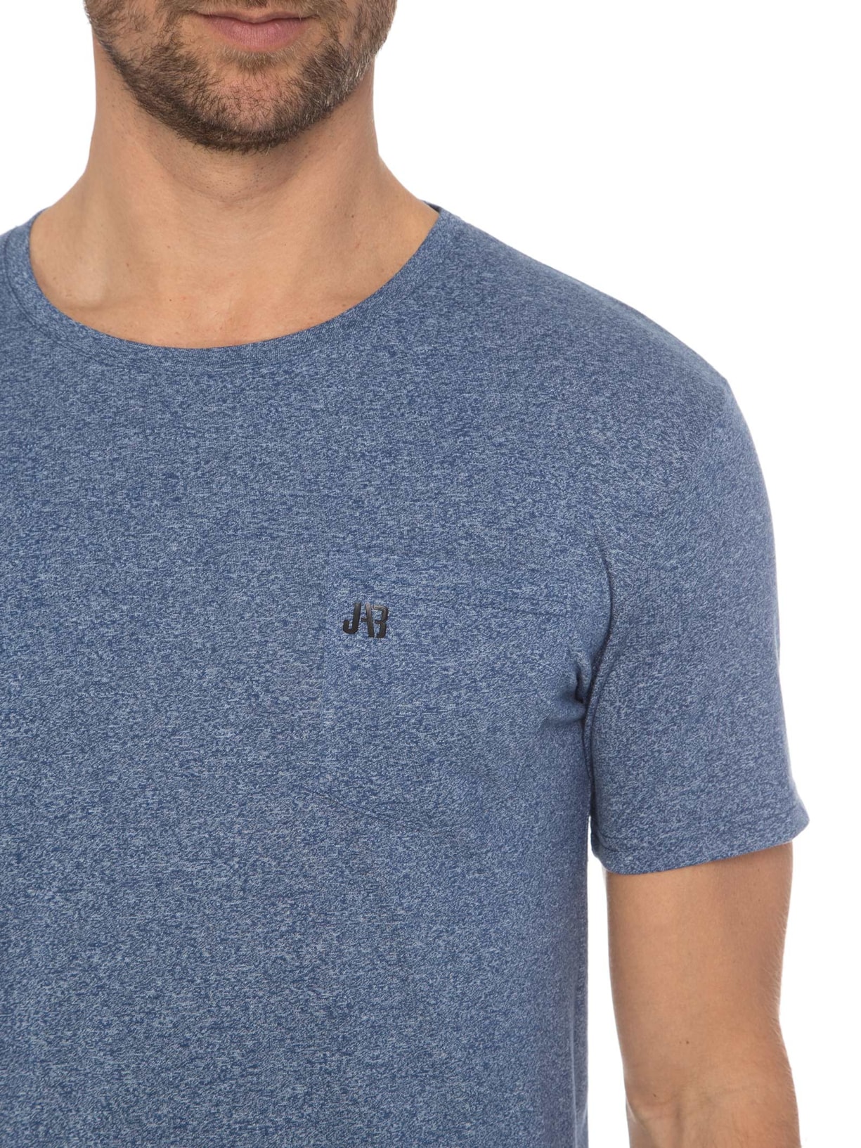 Camiseta Masculina Careca Mescla Com Bolso Azul Jab