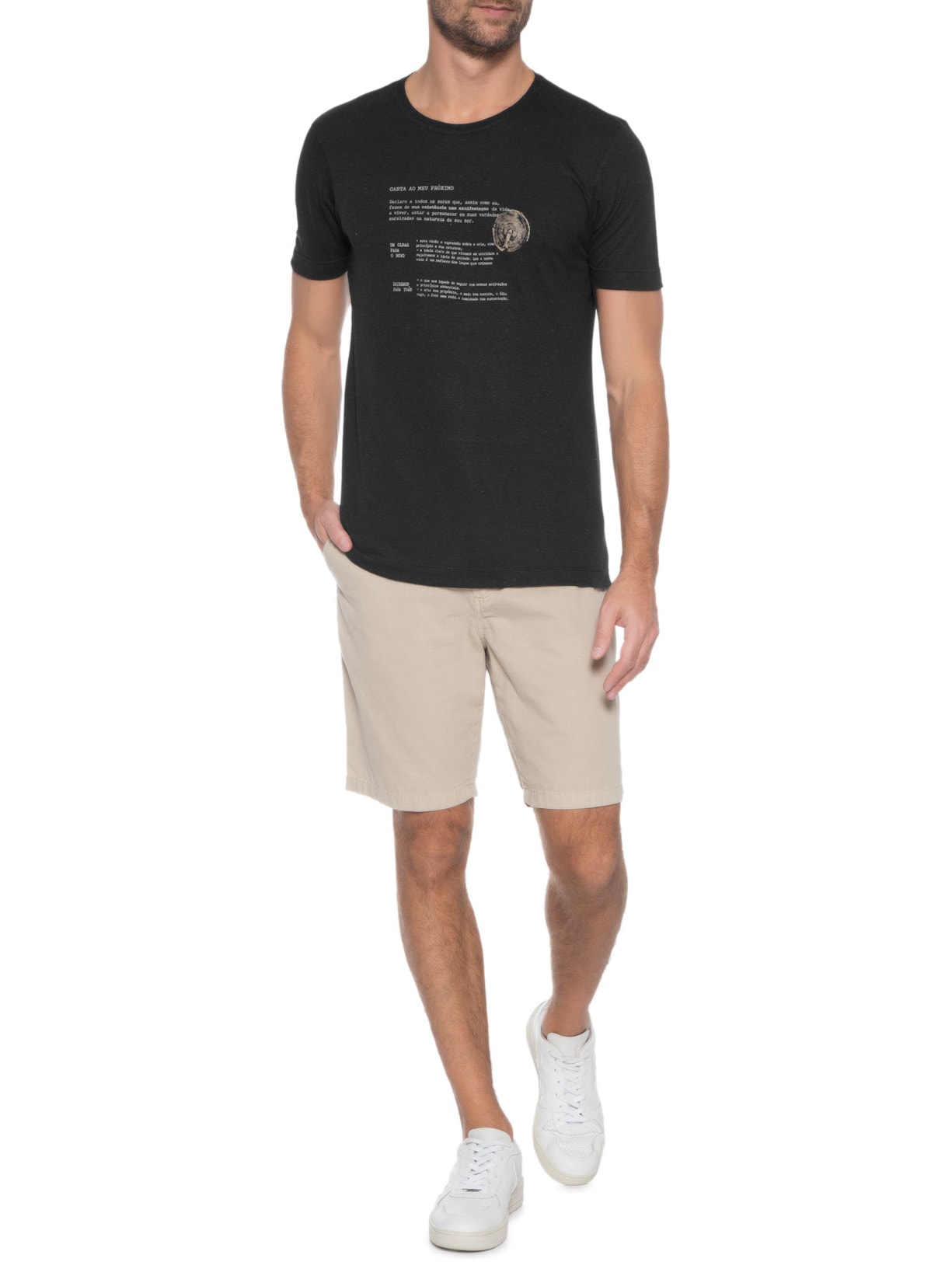 Camiseta Masculina Carta Ao Meu Próximo Linho Preto Urbô