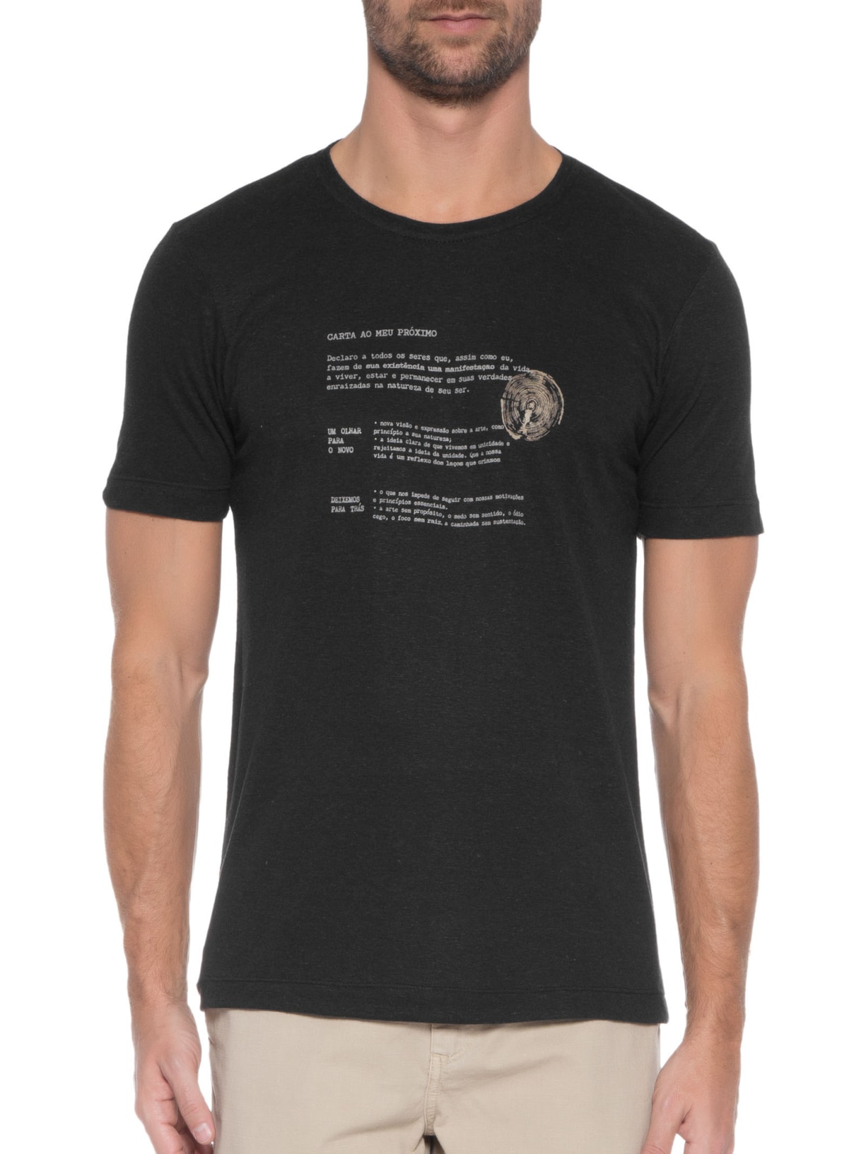 Camiseta Masculina Carta Ao Meu Próximo Linho Preto Urbô