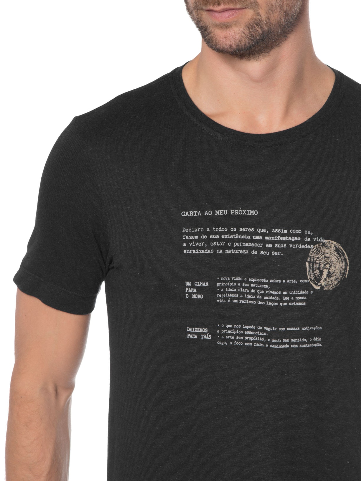 Camiseta Masculina Carta Ao Meu Próximo Linho Preto Urbô