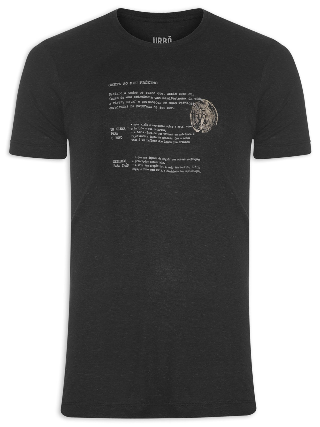 Camiseta Masculina Carta Ao Meu Próximo Linho Preto Urbô
