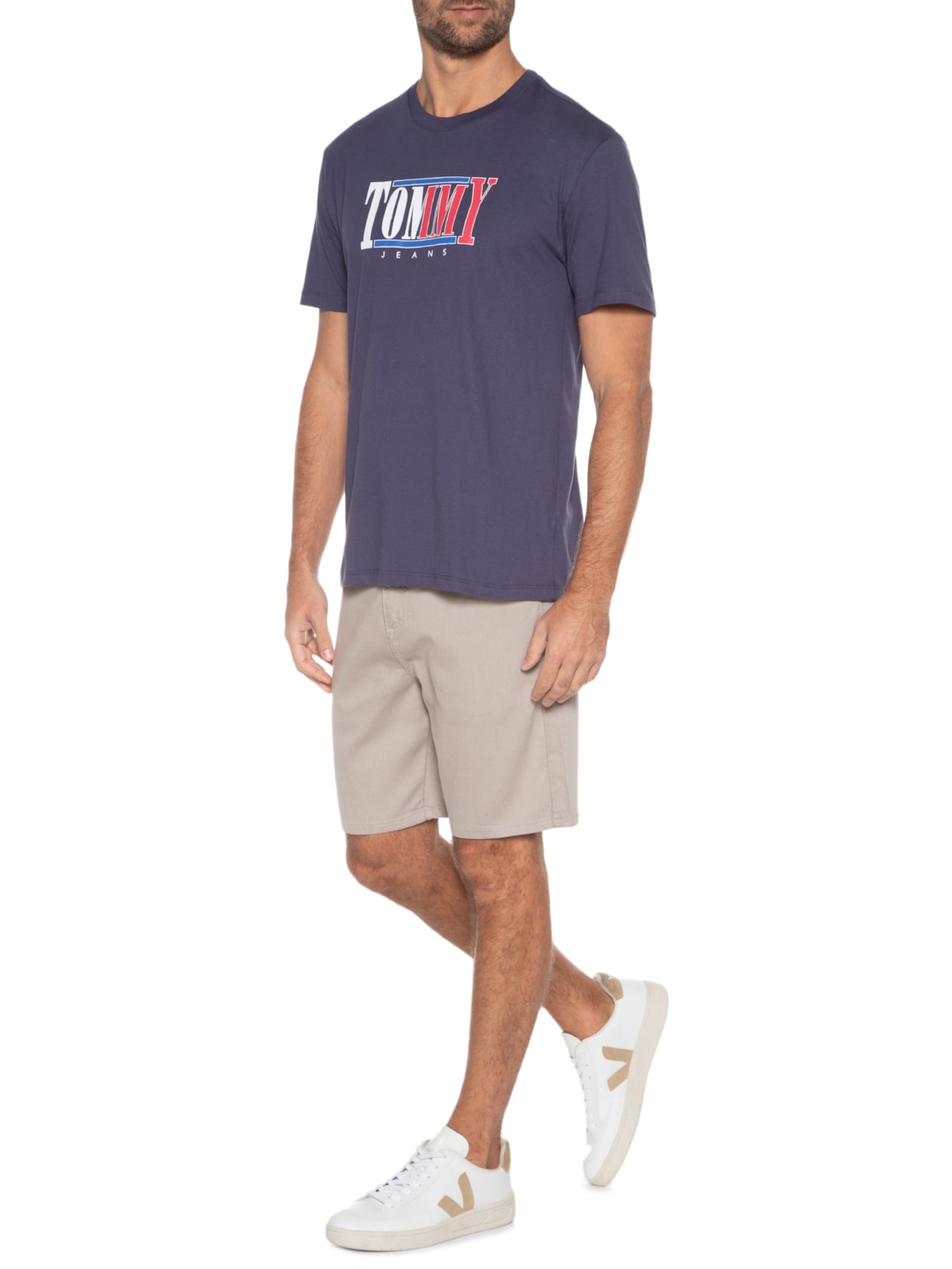 Camiseta Masculina Centered Logo Tee Azul Tommy Jeans