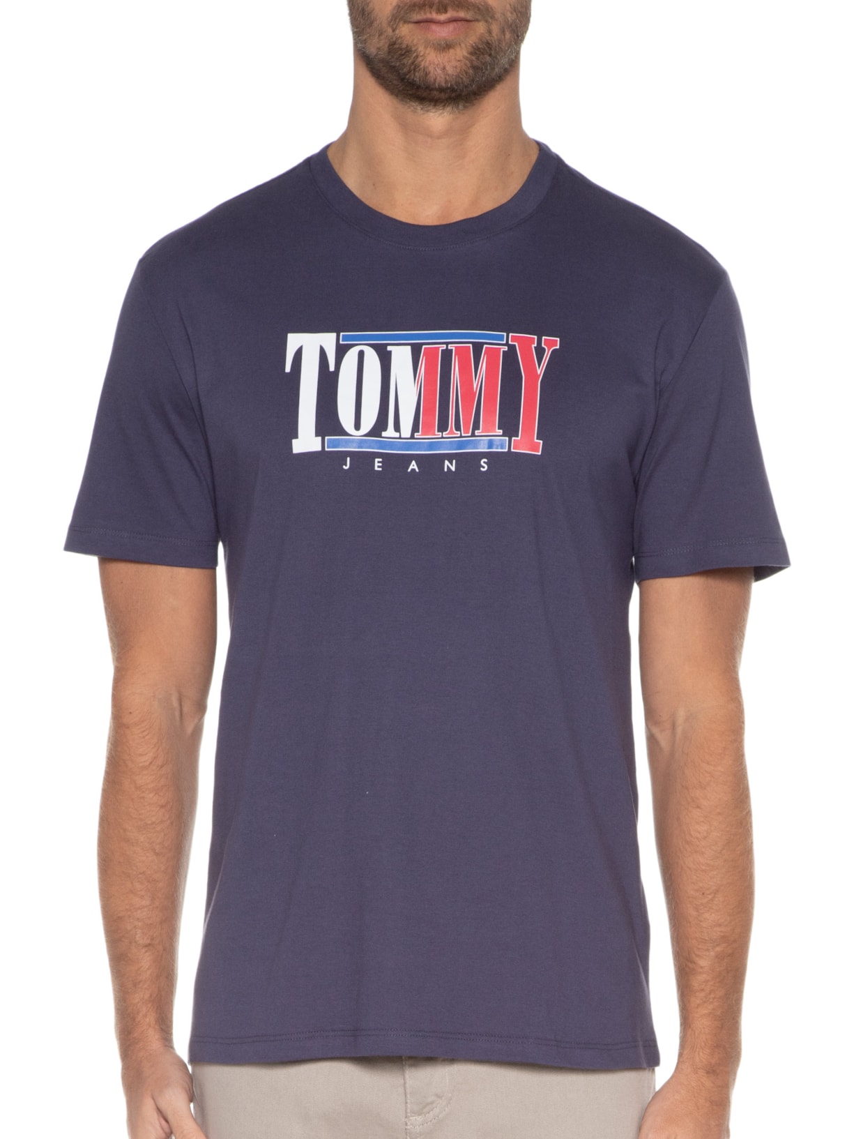 Camiseta Masculina Centered Logo Tee Azul Tommy Jeans