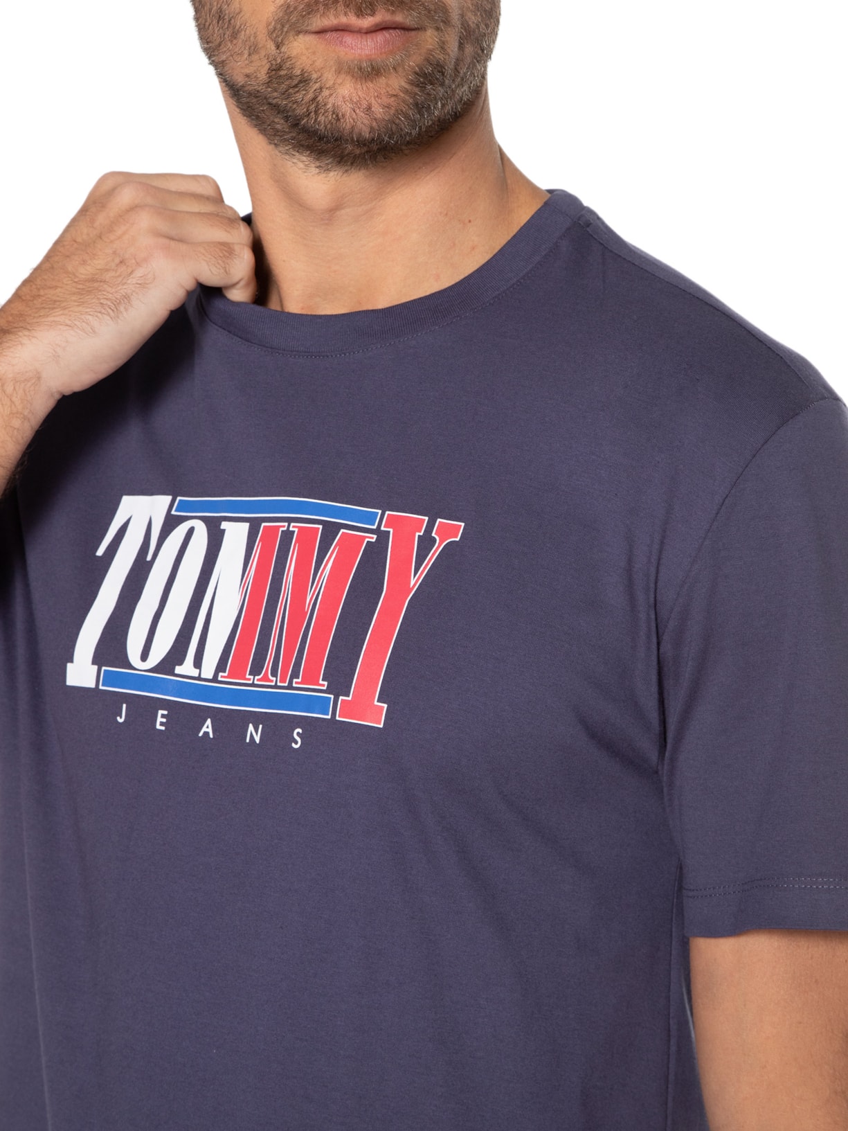 Camiseta Masculina Centered Logo Tee Azul Tommy Jeans
