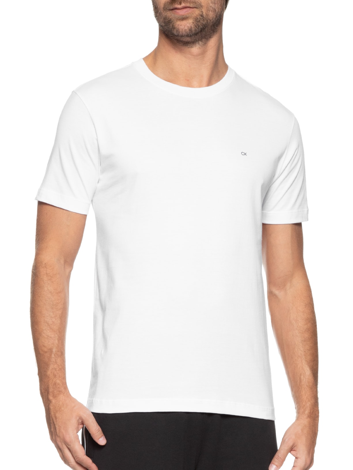 Camiseta Masculina Ck Meia Malha Branco Calvin Klein - White Label