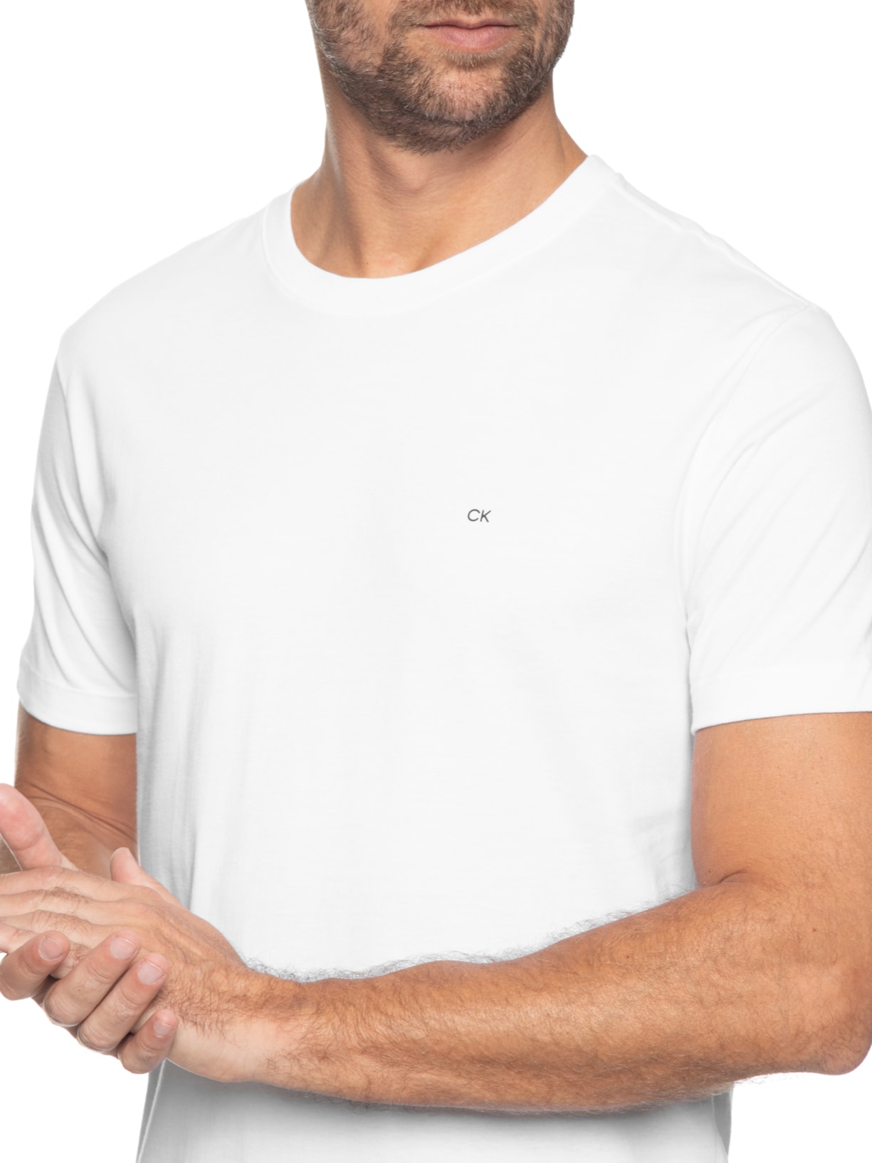 Camiseta Masculina Ck Meia Malha Branco Calvin Klein - White Label