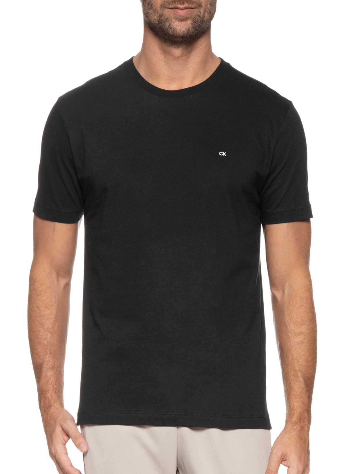 Camiseta Masculina Ck Meia Malha Preto Calvin Klein - White Label