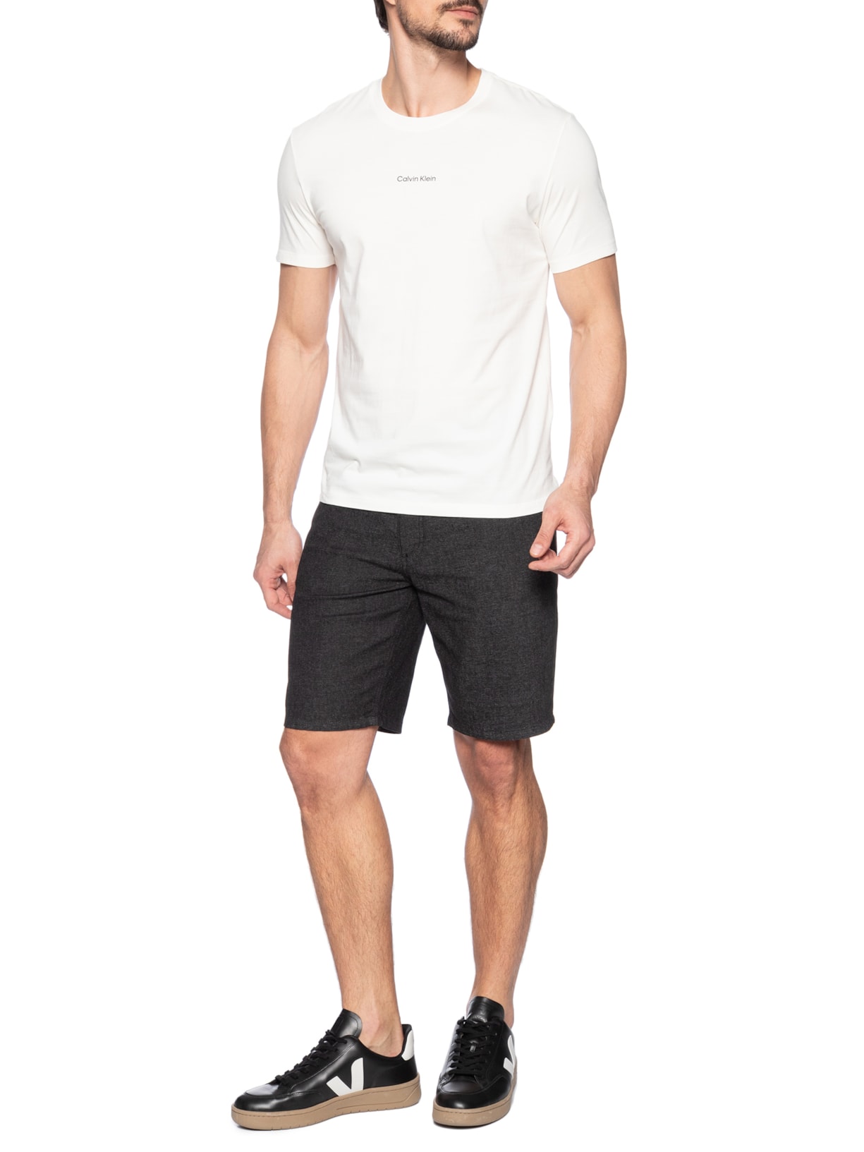 Camiseta Masculina Ck Nano Logo Branco  Calvin Klein - White Label