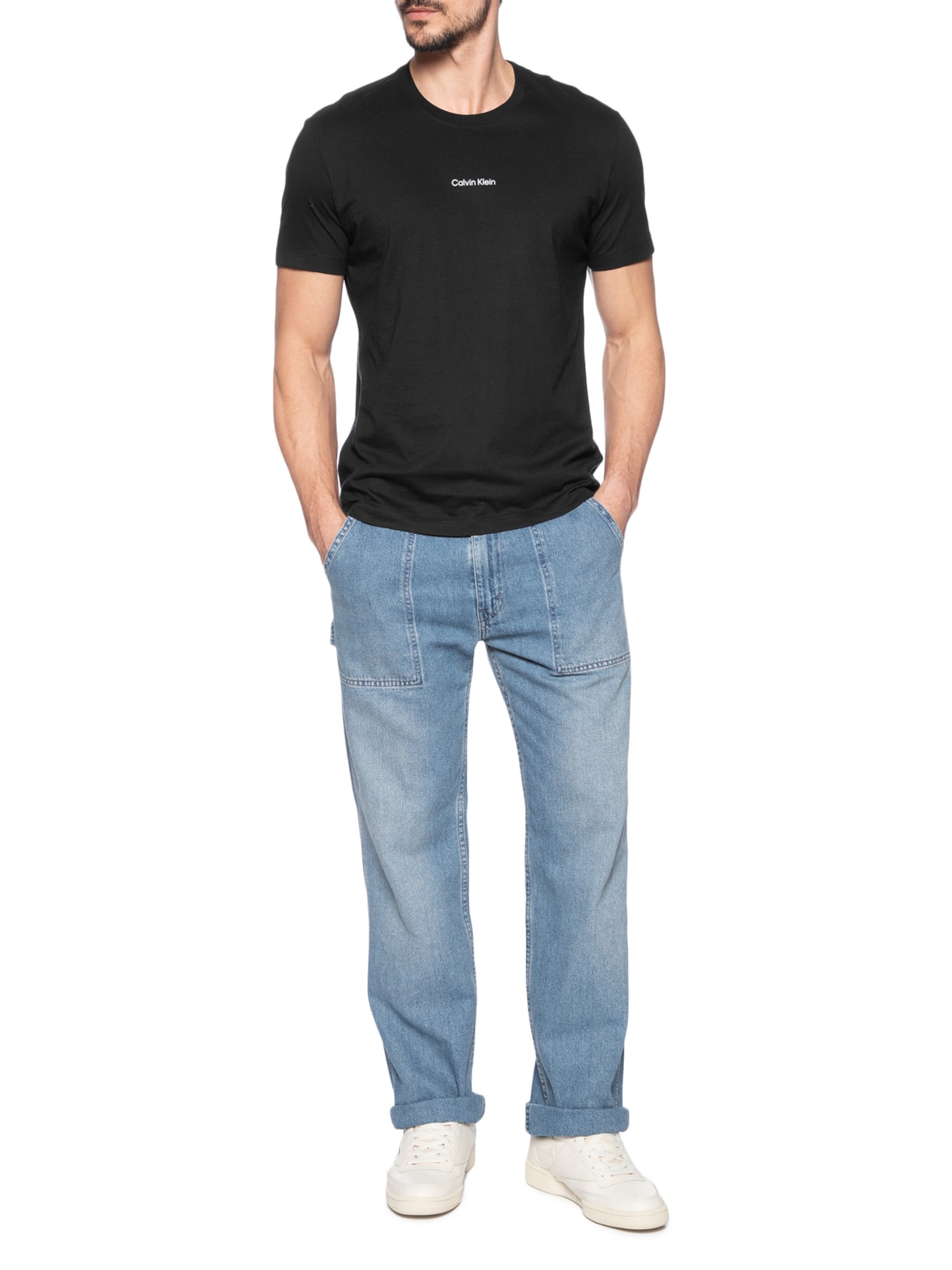 Camiseta Masculina Ck Nano Logo Preto Calvin Klein - White Label