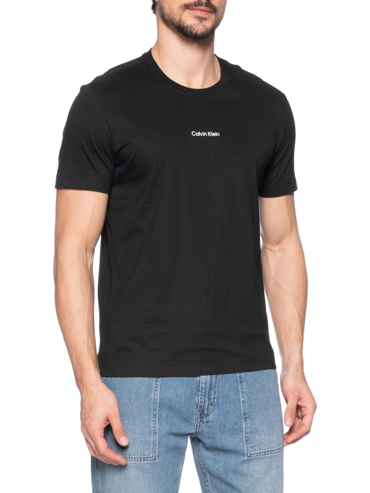 Camiseta Masculina Ck Nano Logo Preto Calvin Klein - White Label