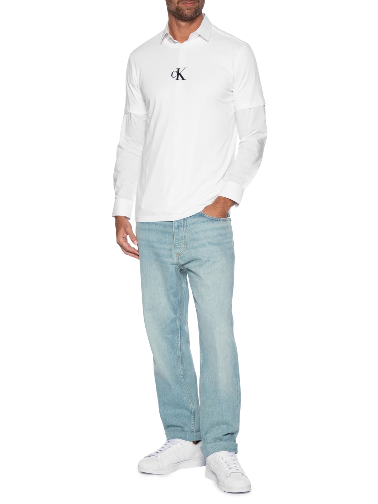 Camiseta Masculina CK Rubber Patch – Branco Calvin Klein Jeans