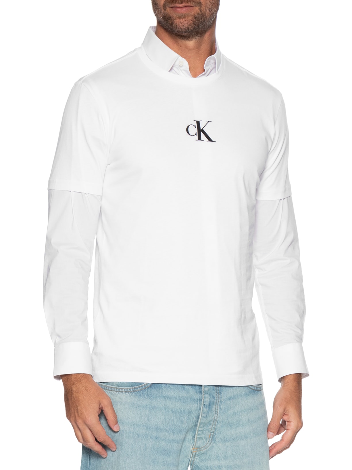 Camiseta Masculina CK Rubber Patch – Branco Calvin Klein Jeans