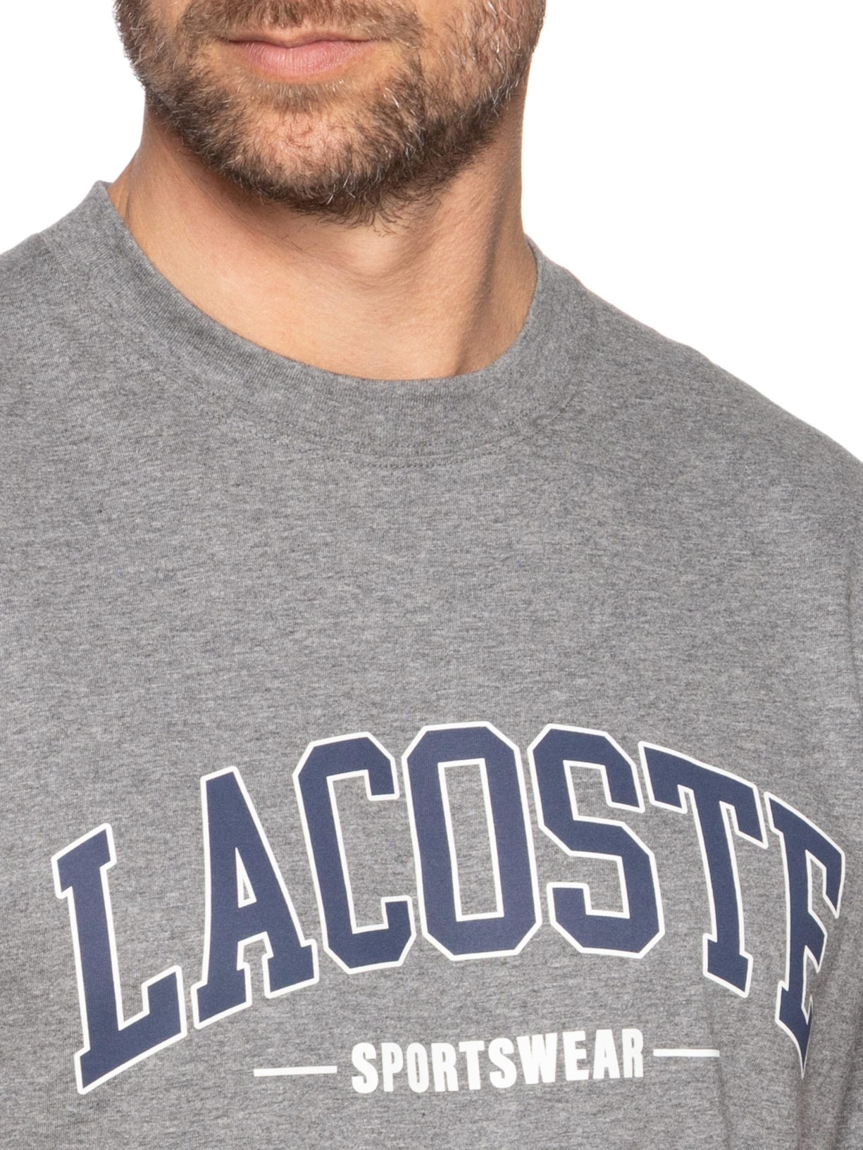 Camiseta Masculina Classic Fit Algodão Cinza   Lacoste