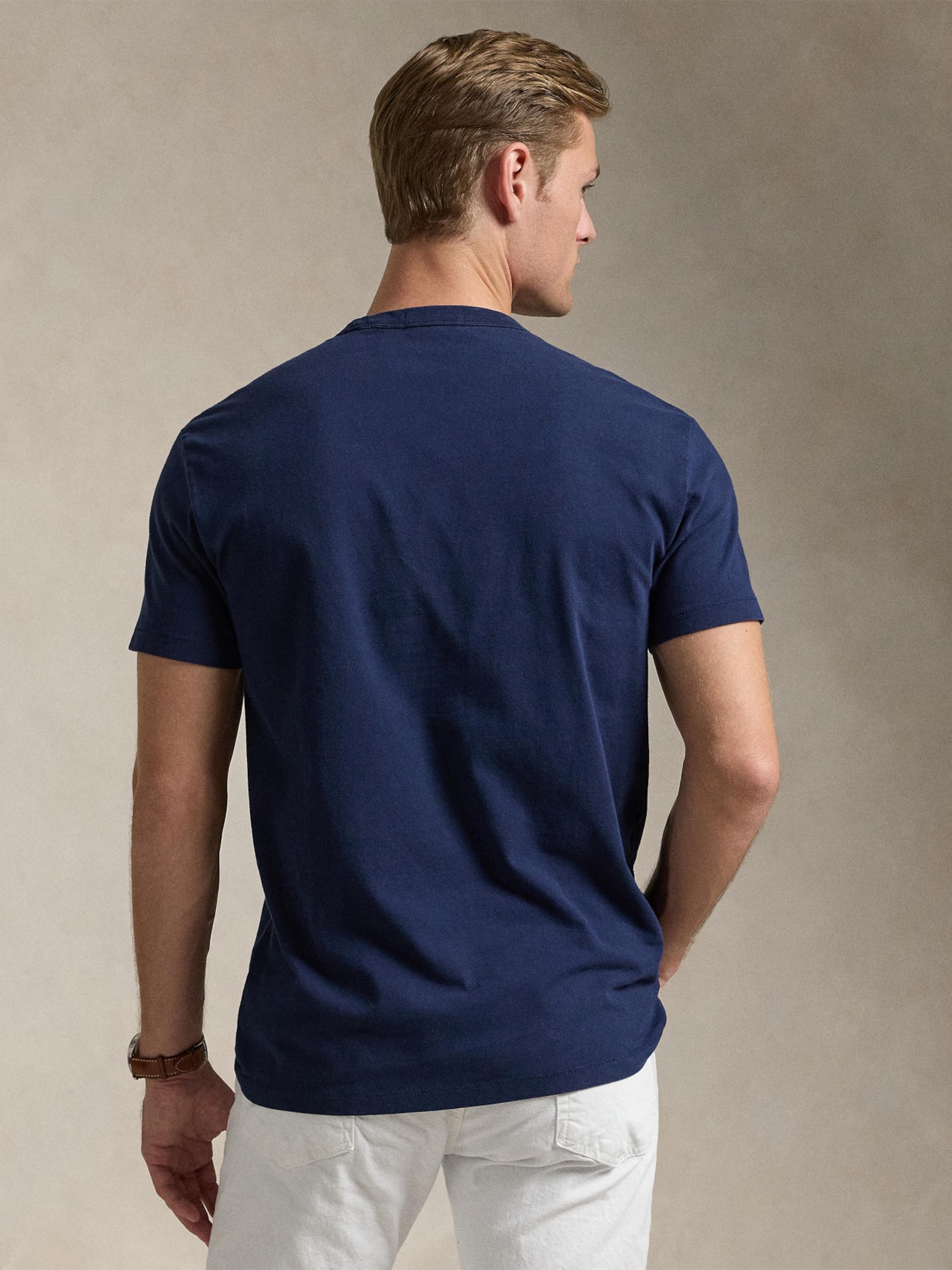 Camiseta Masculina Classic Fit Big Pony Jersey Azul Polo Ralph Lauren