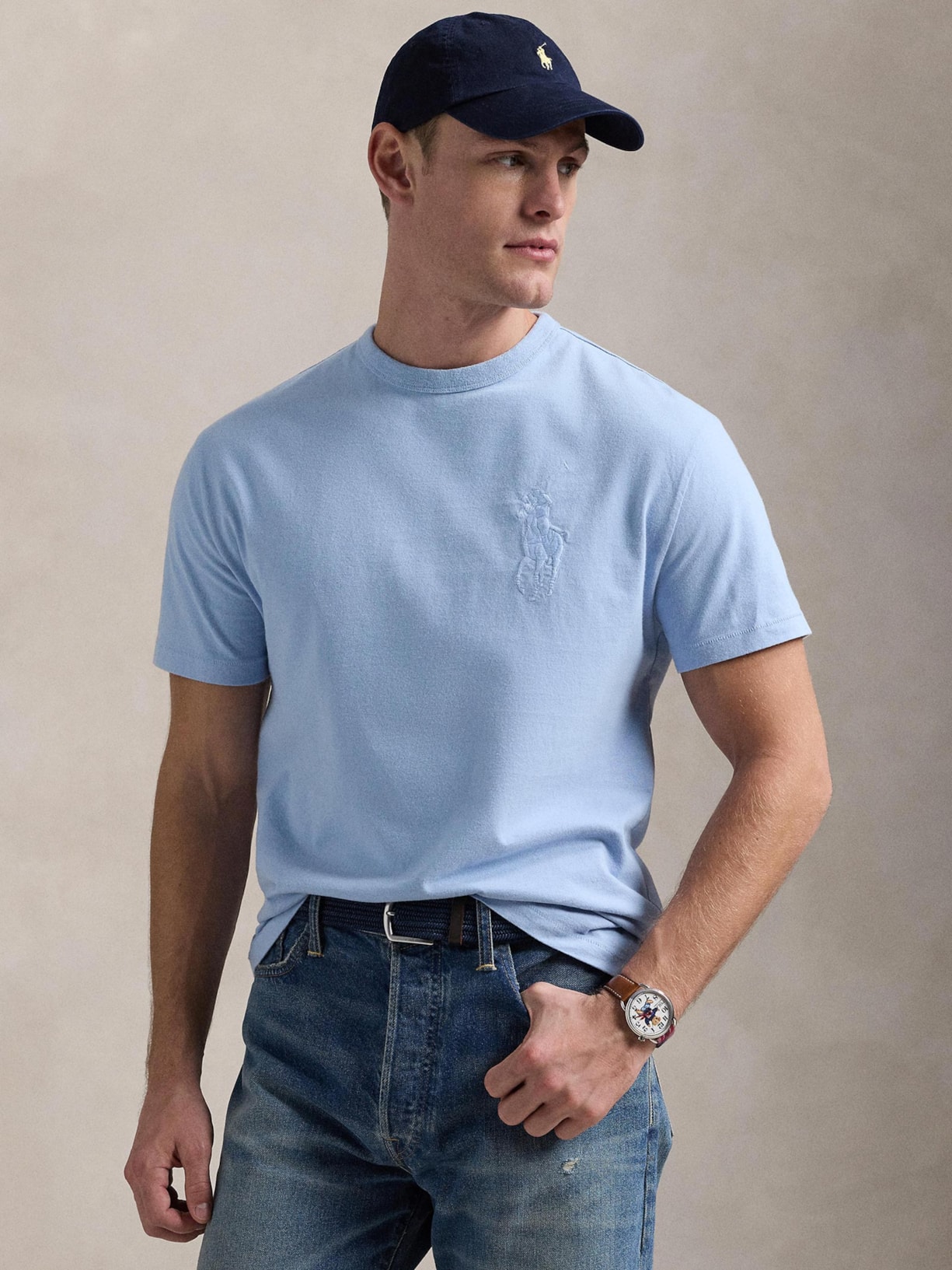 Camiseta Masculina Classic Fit Big Pony Jersey Azul Polo Ralph Lauren