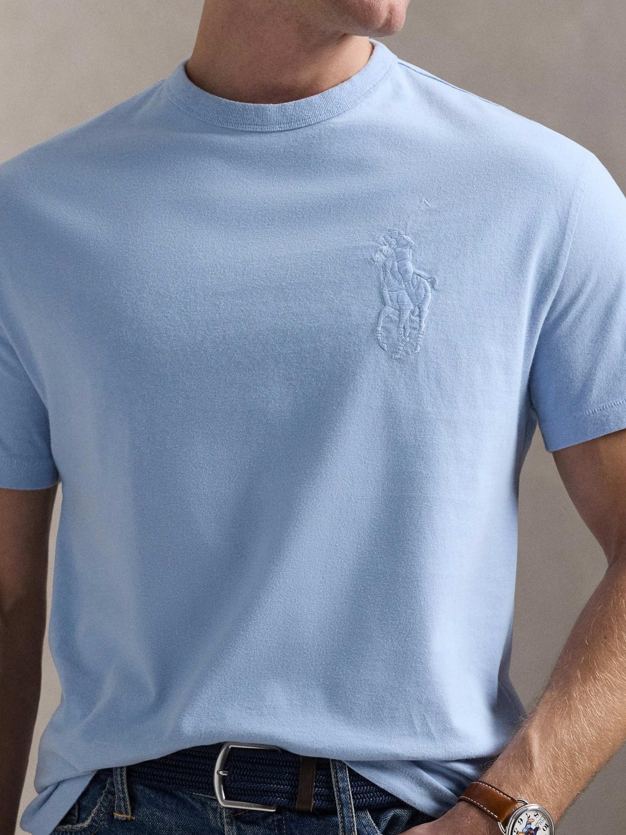 Camiseta Masculina Classic Fit Big Pony Jersey Azul Polo Ralph Lauren