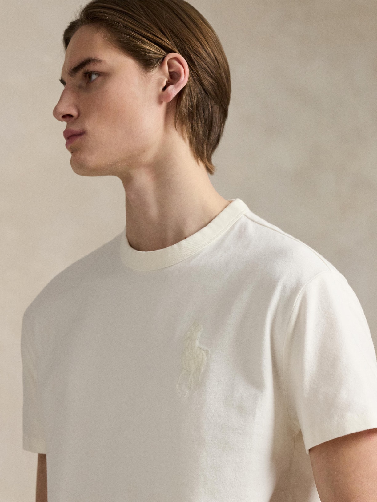 Camiseta Masculina Classic Fit Big Pony Jersey Branco Polo Ralph Lauren