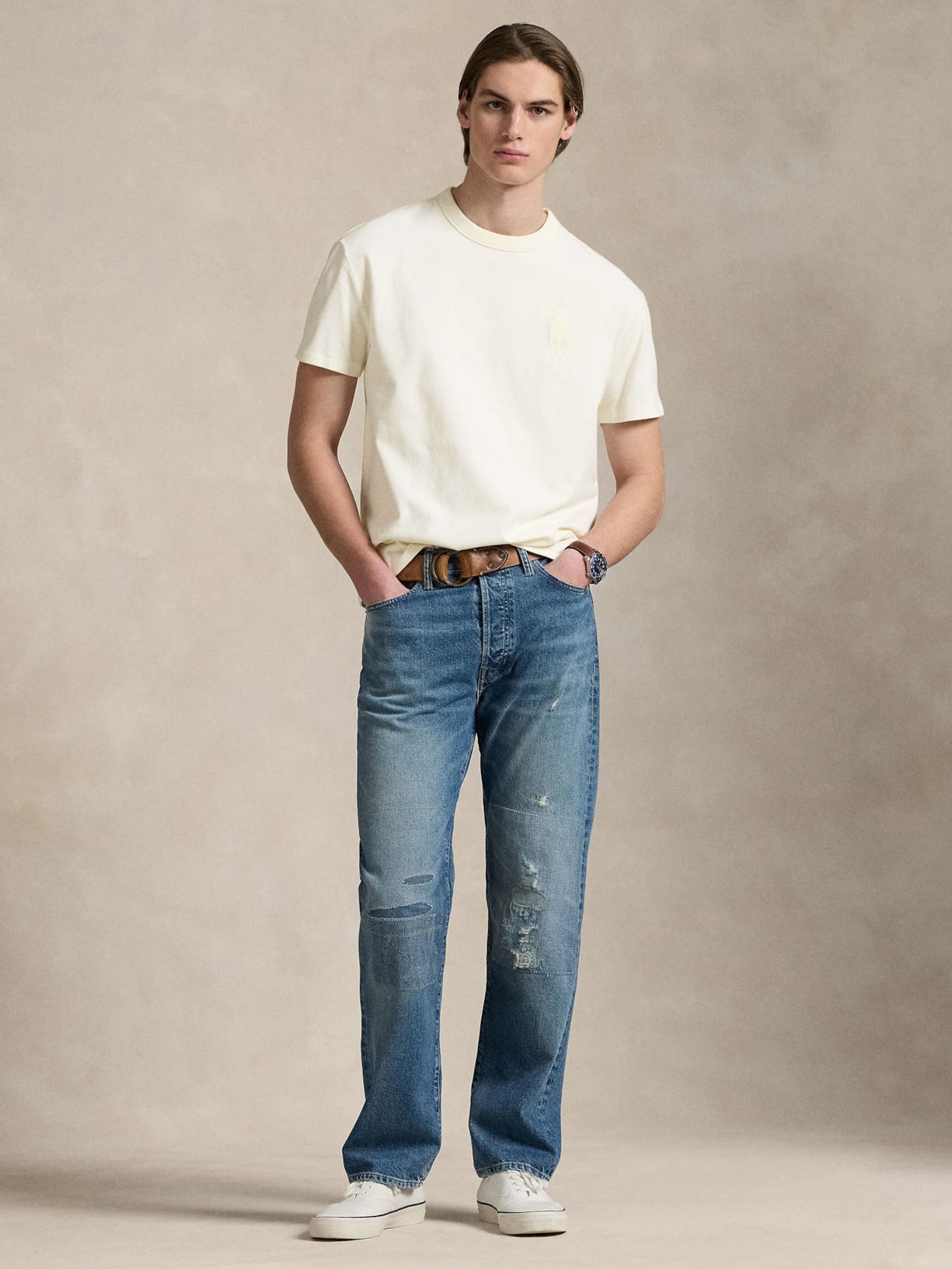 Camiseta Masculina Classic Fit Big Pony Jersey Branco Polo Ralph Lauren