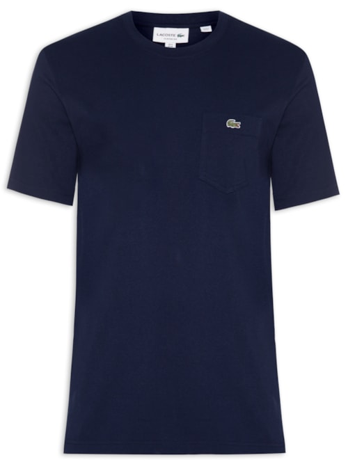 Camiseta Masculina Classic Fit Com Bolso No Peito Em Algodão Orgânico - Azul