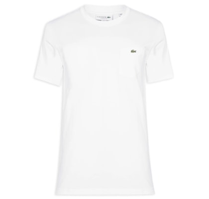 Camiseta Masculina Clássic Fit Com Bolso No Peito Em Algodão Orgânico - Branco 