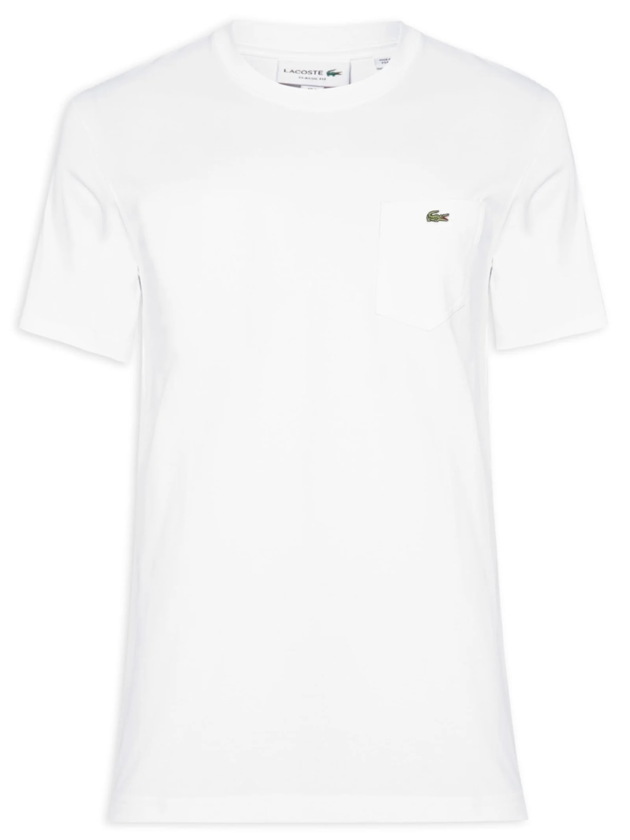 Camiseta Masculina Clássic Fit Com Bolso No Peito Em Algodão Orgânico - Branco