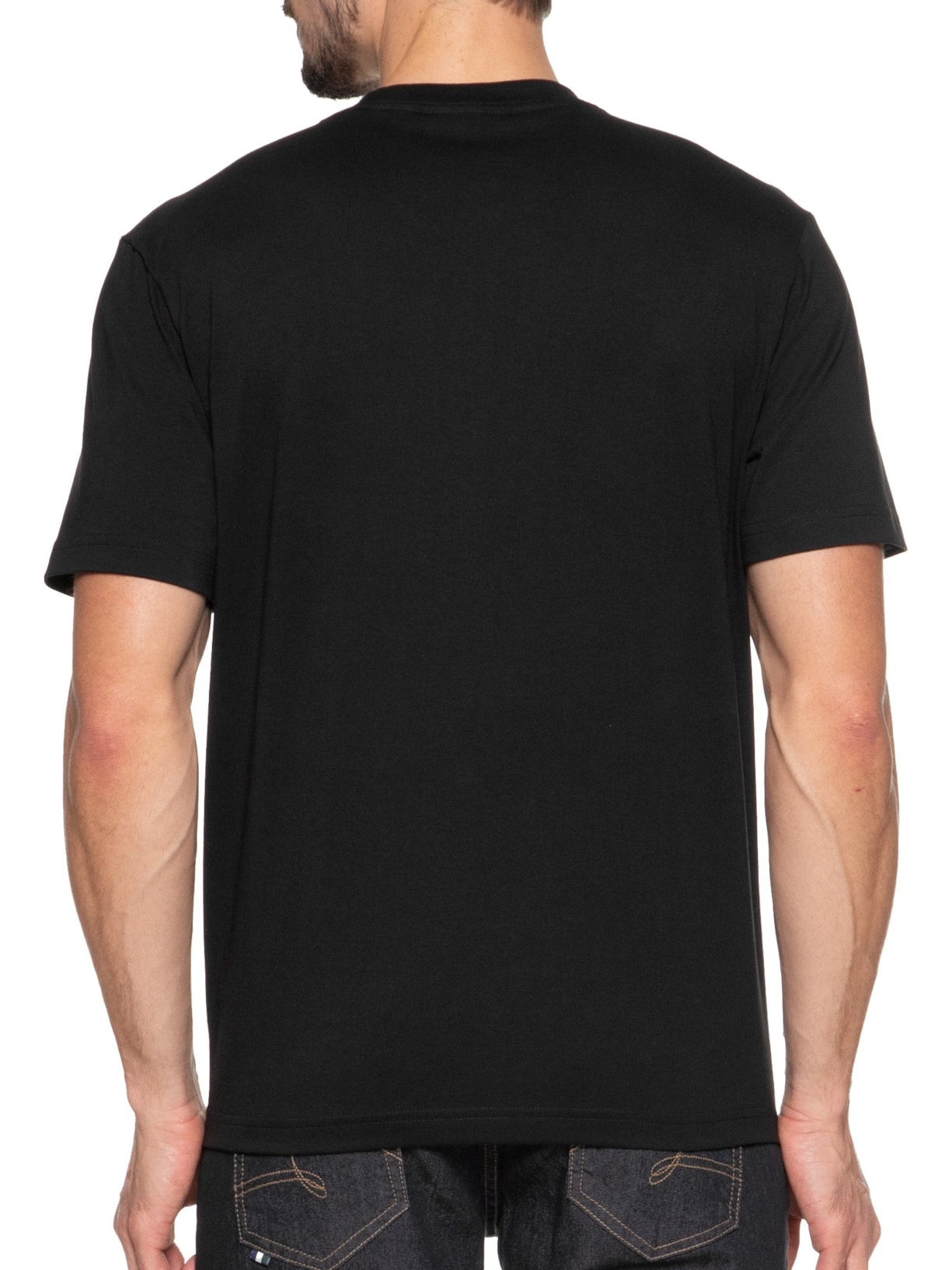 Camiseta Masculina Classic Fit Com Bolso No Peito Em Algodão Orgânico Preto Lacoste