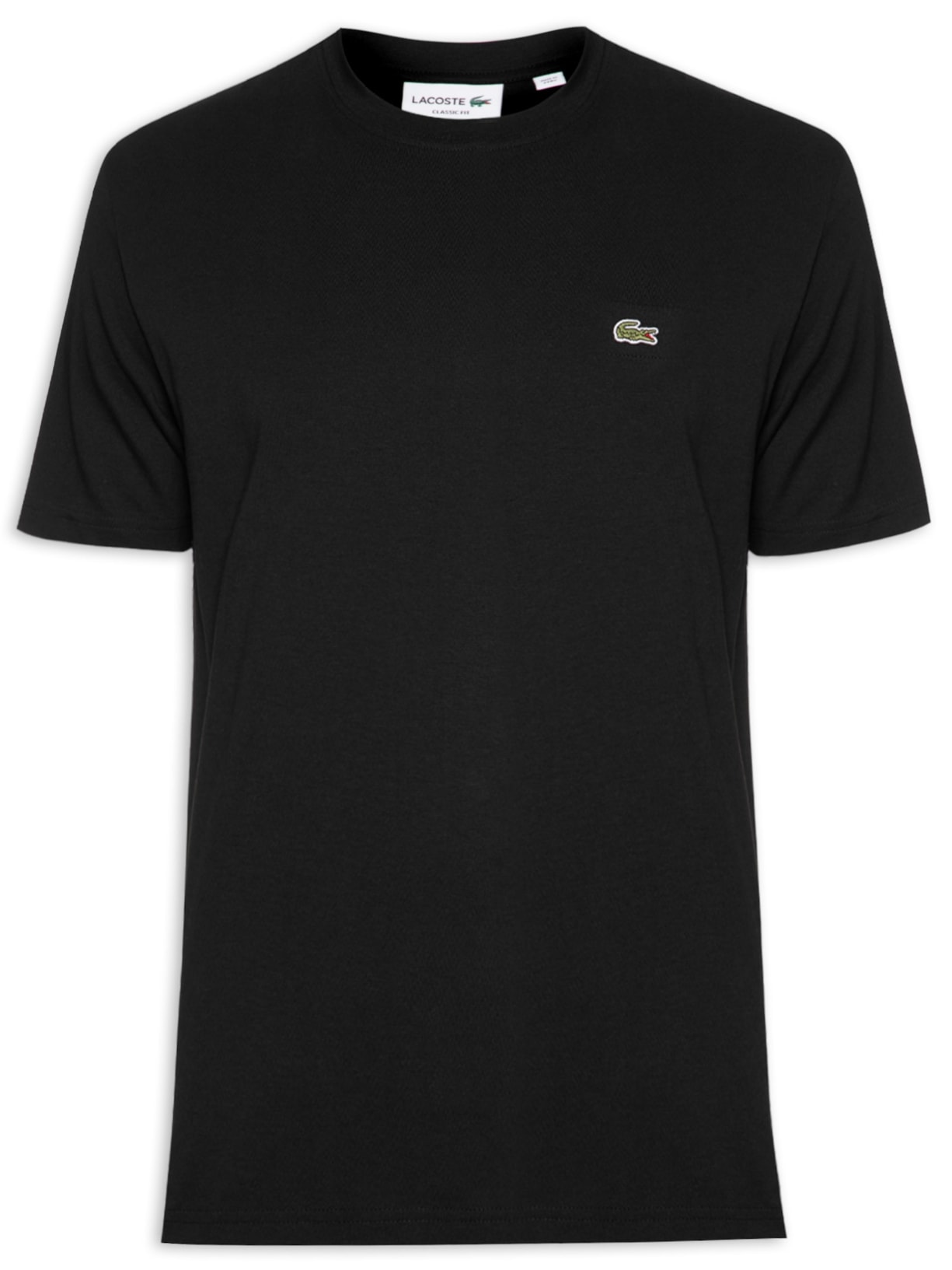 Camiseta Masculina Classic Fit Com Bolso No Peito Em Algodão Orgânico - Preto