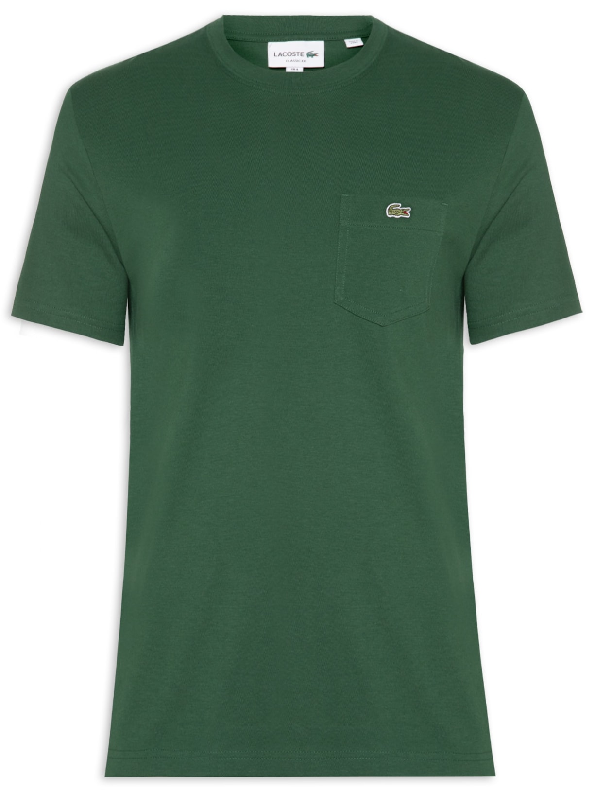 Camiseta Masculina Clássic Fit Com Bolso No Peito Em Algodão Orgânico - Verde