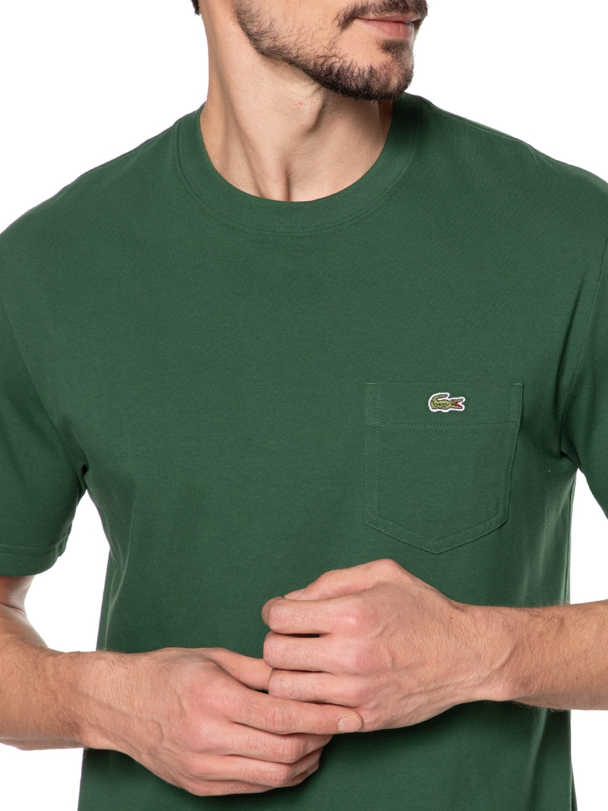 Camiseta Masculina Clássic Fit Com Bolso No Peito Em Algodão