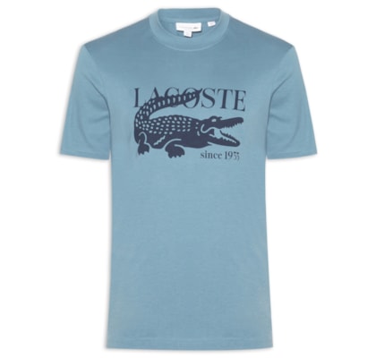 Camiseta Masculina Classic Fit Estampa Crocodilo - Azul