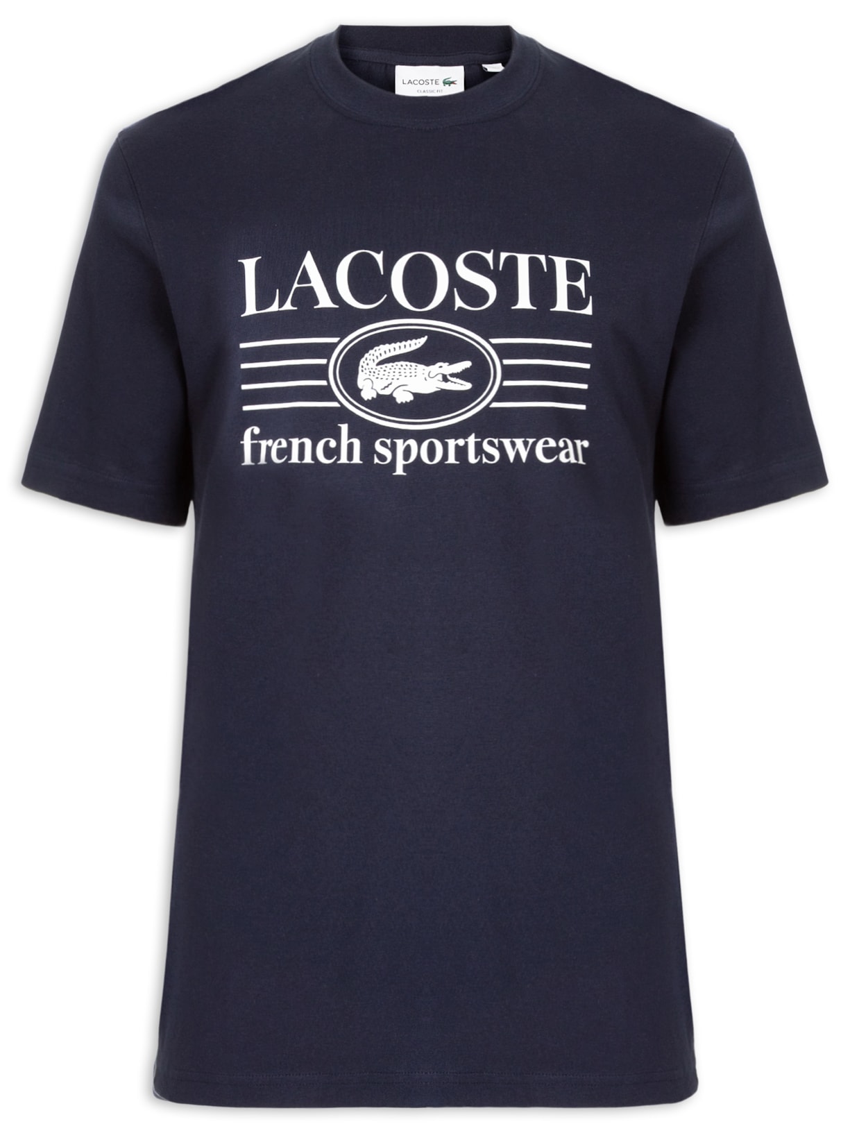 Camiseta Masculina Classic Fit Estampa Crocodilo Azul  Lacoste