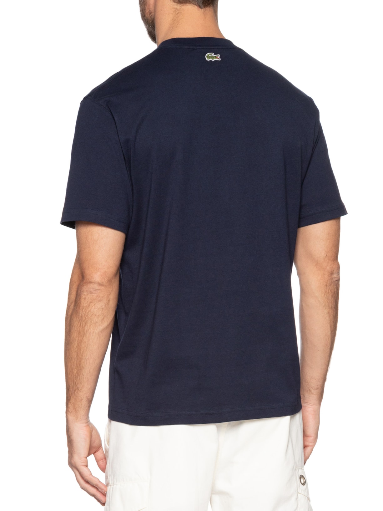 Camiseta Masculina Classic Fit Estampa Crocodilo Azul  Lacoste