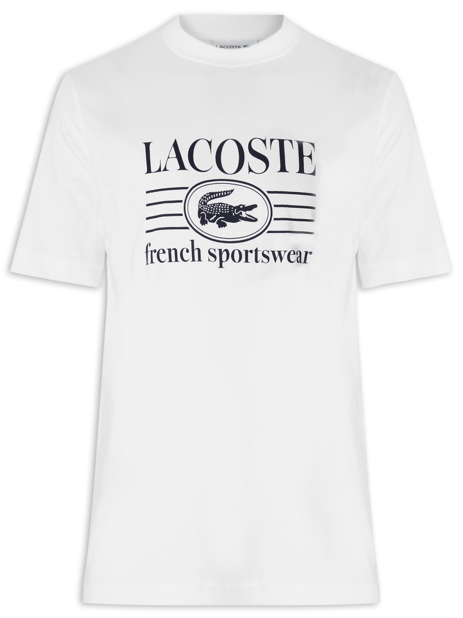 Lacoste - Camiseta Masculina Classic Fit Estampa Crocodilo - Branco