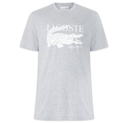 Camiseta Masculina Classic Fit Estampa Crocodilo - Cinza