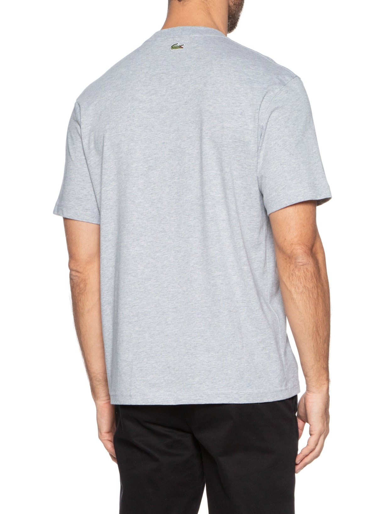 Camiseta Masculina Classic Fit Estampa Crocodilo Cinza Lacoste