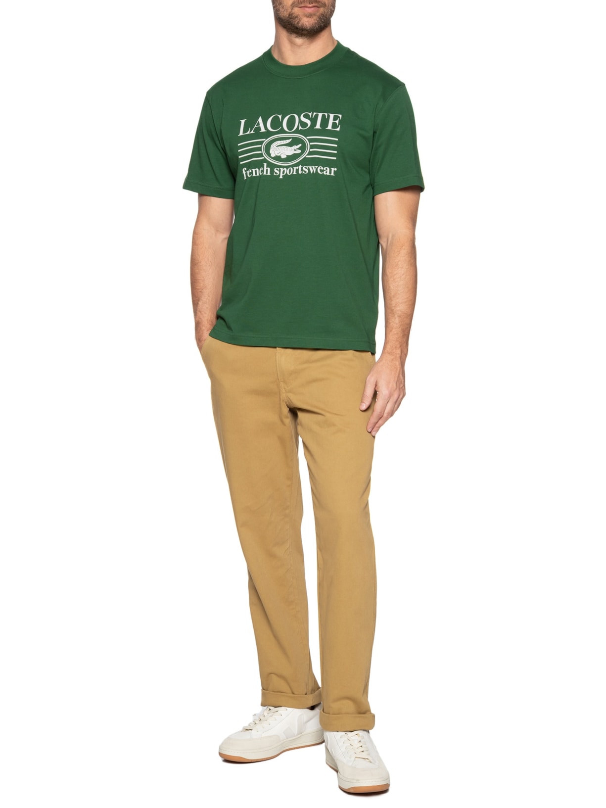 Camiseta Masculina Classic Fit Estampa Crocodilo Verde  Lacoste