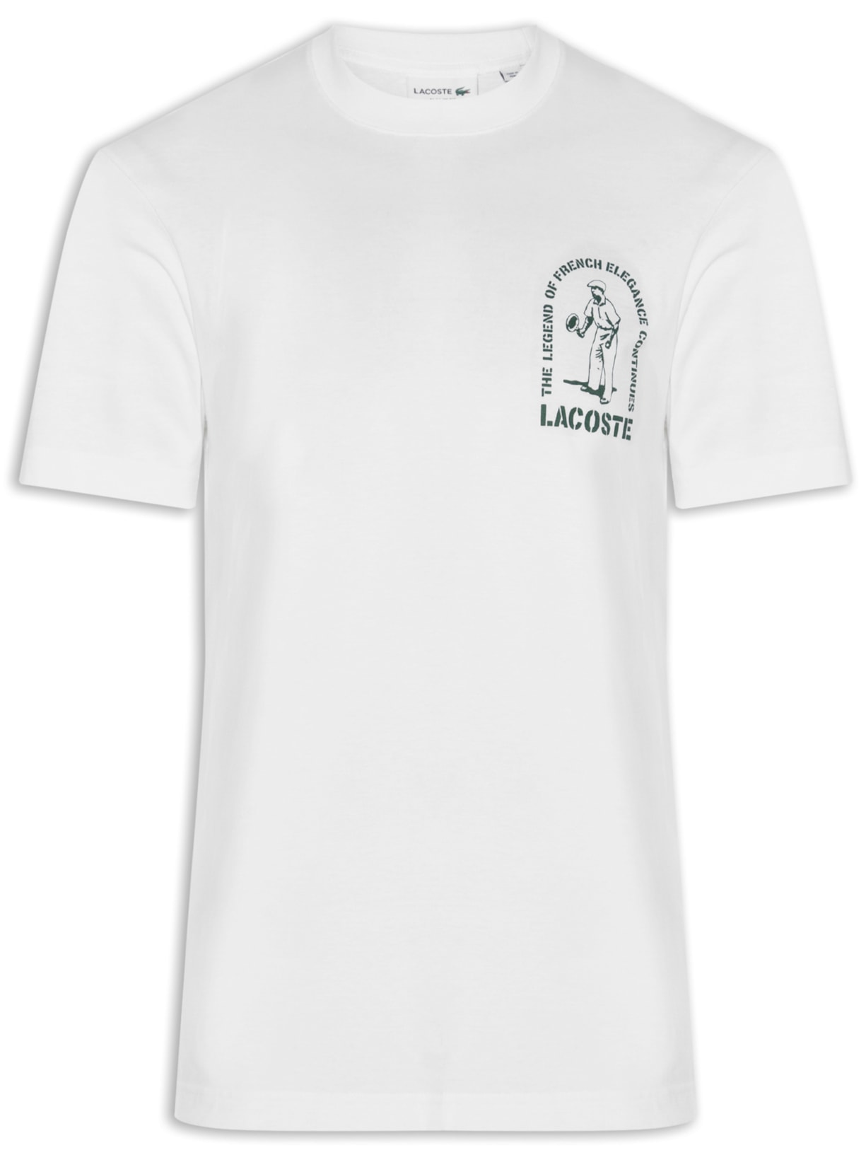 Camiseta Masculina Classic Fit French Crocodile Branco Lacoste
