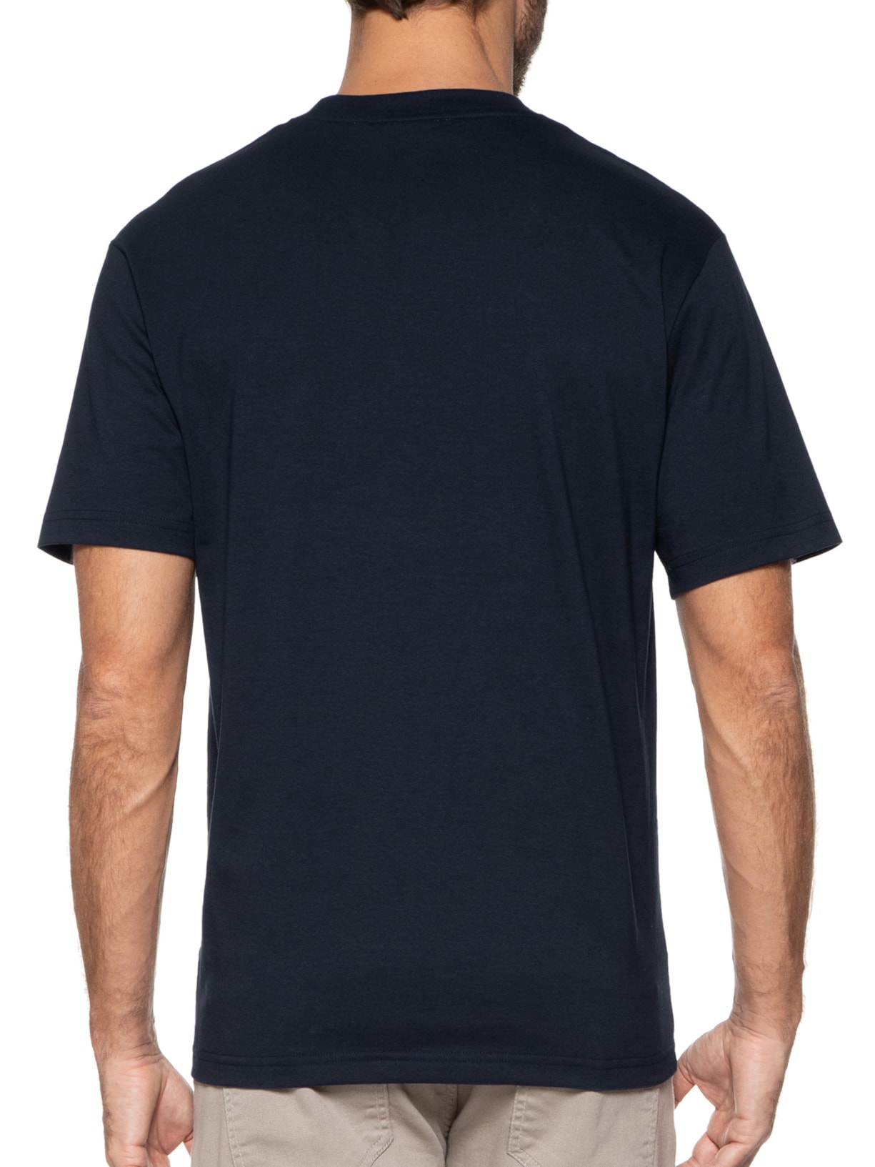 Camiseta Masculina Classic Fit Gola Redonda Em Algodão Azul Lacoste