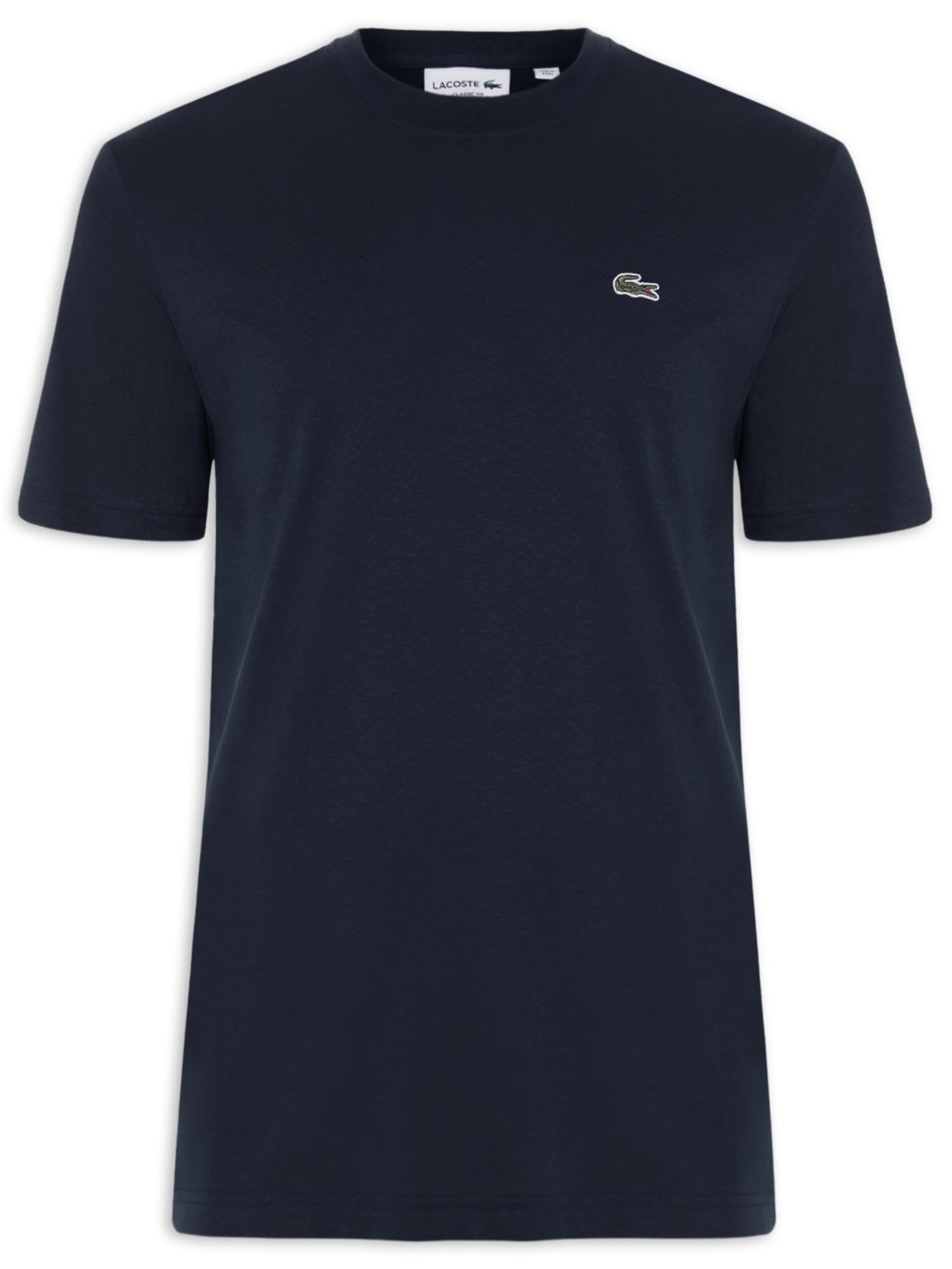 Camiseta Masculina Classic Fit Gola Redonda Em Algodão Azul Lacoste