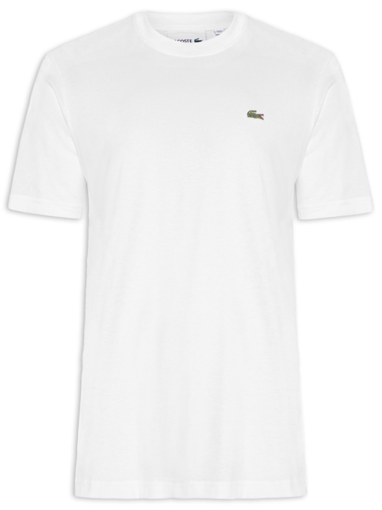Camiseta Masculina Classic Fit Gola Redonda Em Algodão Branco Lacoste