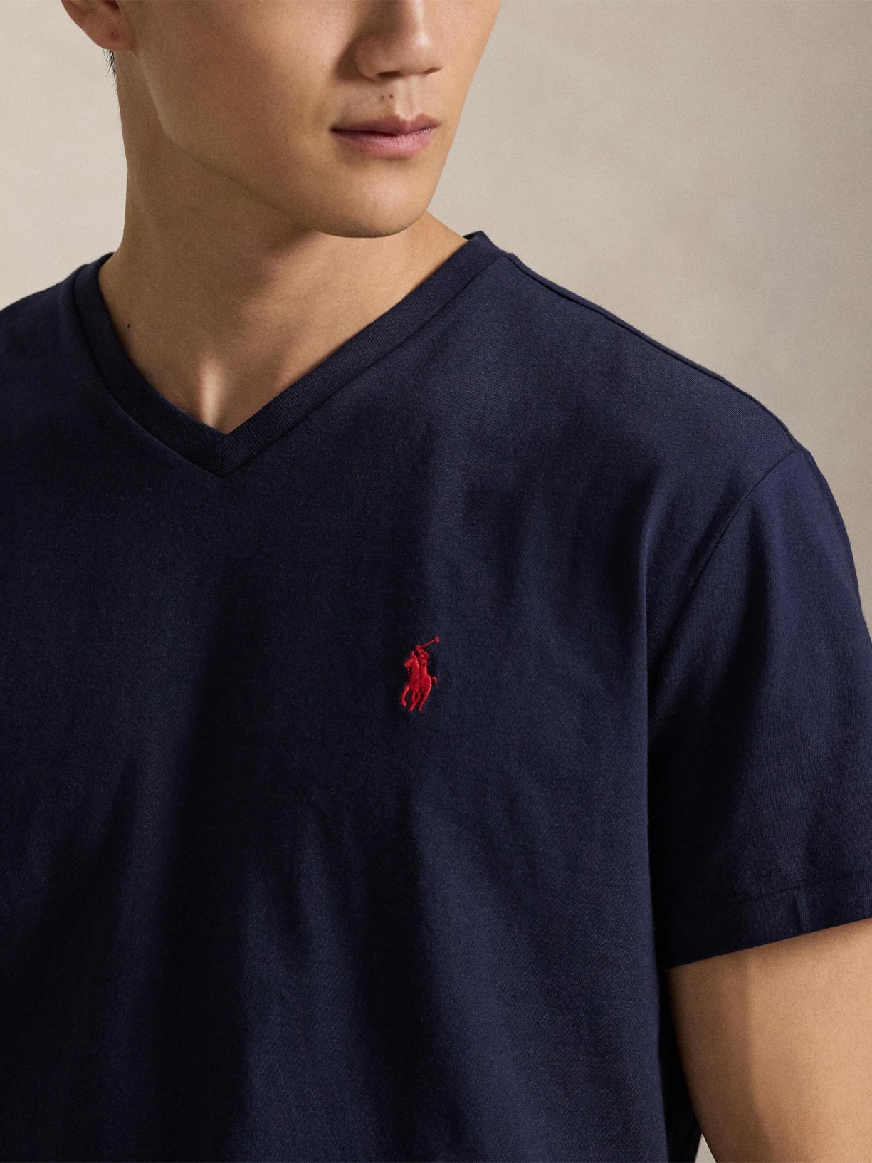 Camiseta Masculina Classic Fit Jersey V-Neck Azul Polo Ralph Lauren