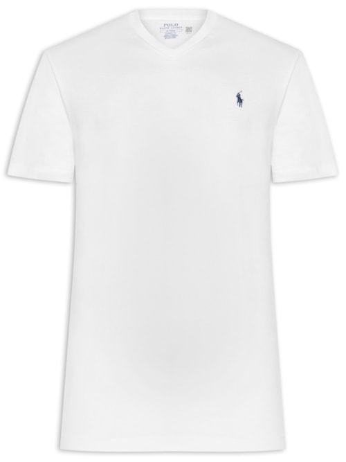 Camiseta Masculina Classic Fit Jersey V-Neck - Branco