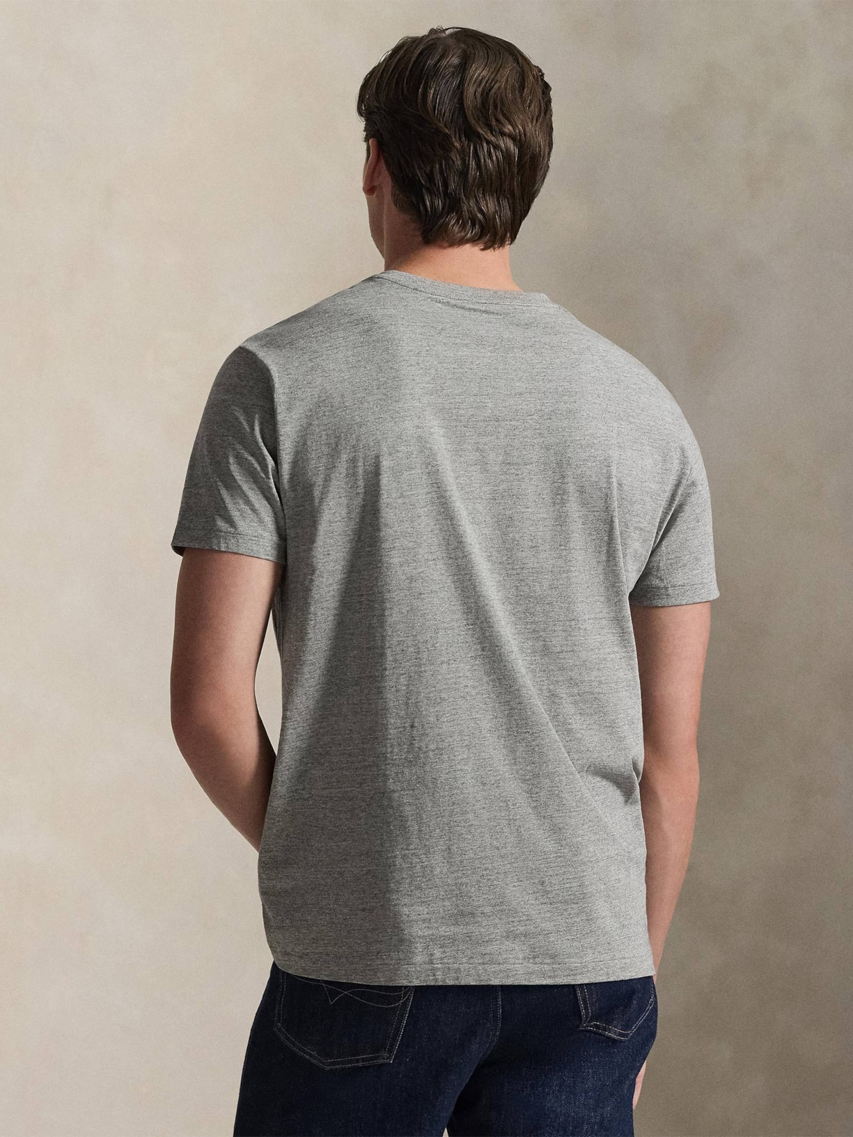 Camiseta Masculina Classic Fit Jersey V-Neck Cinza Polo Ralph Lauren