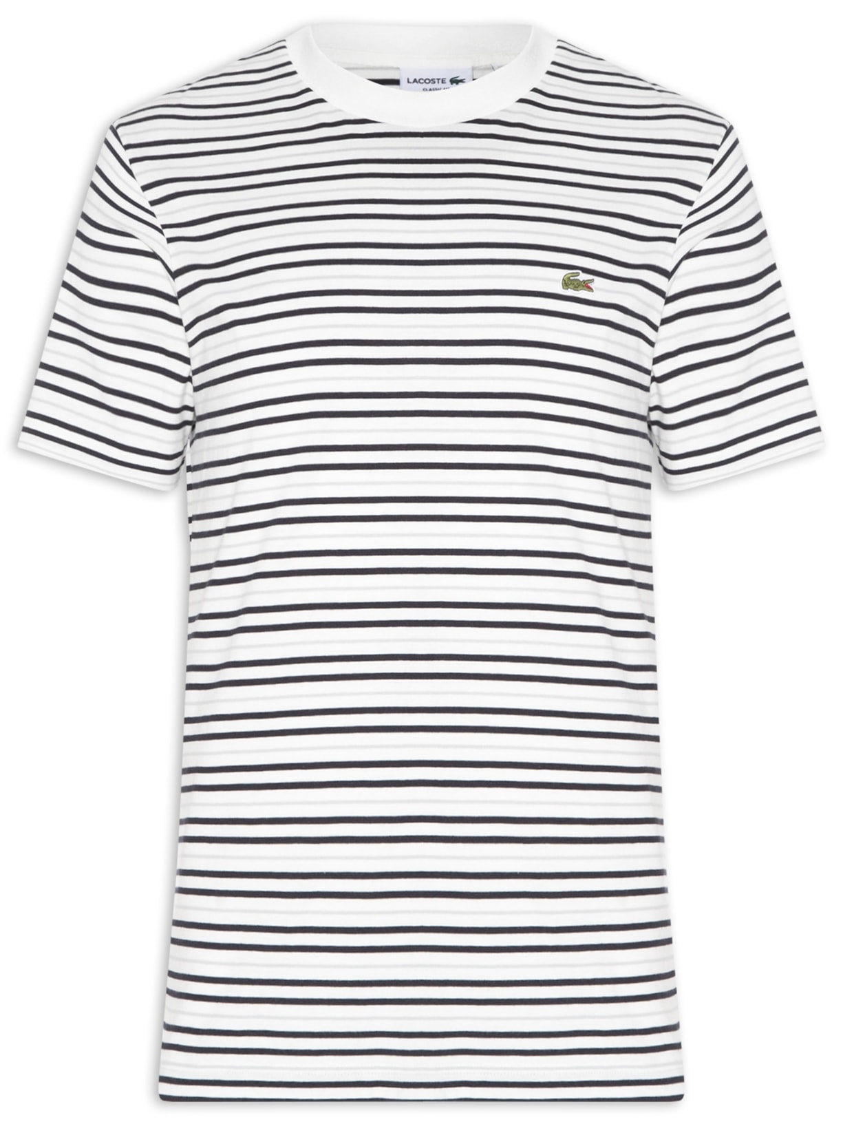 Camiseta Masculina Classic Fit Listrada Off White Lacoste