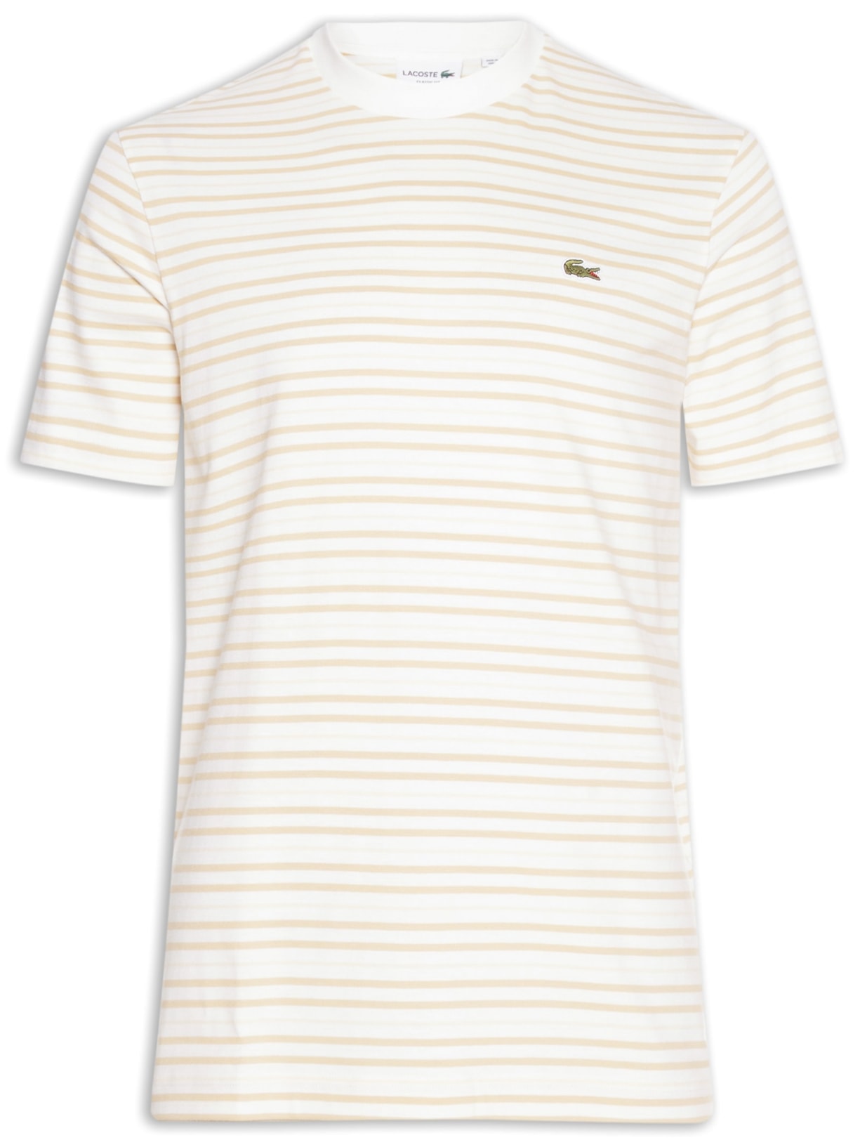 Camiseta Masculina Classic Fit Listrada Off White Lacoste