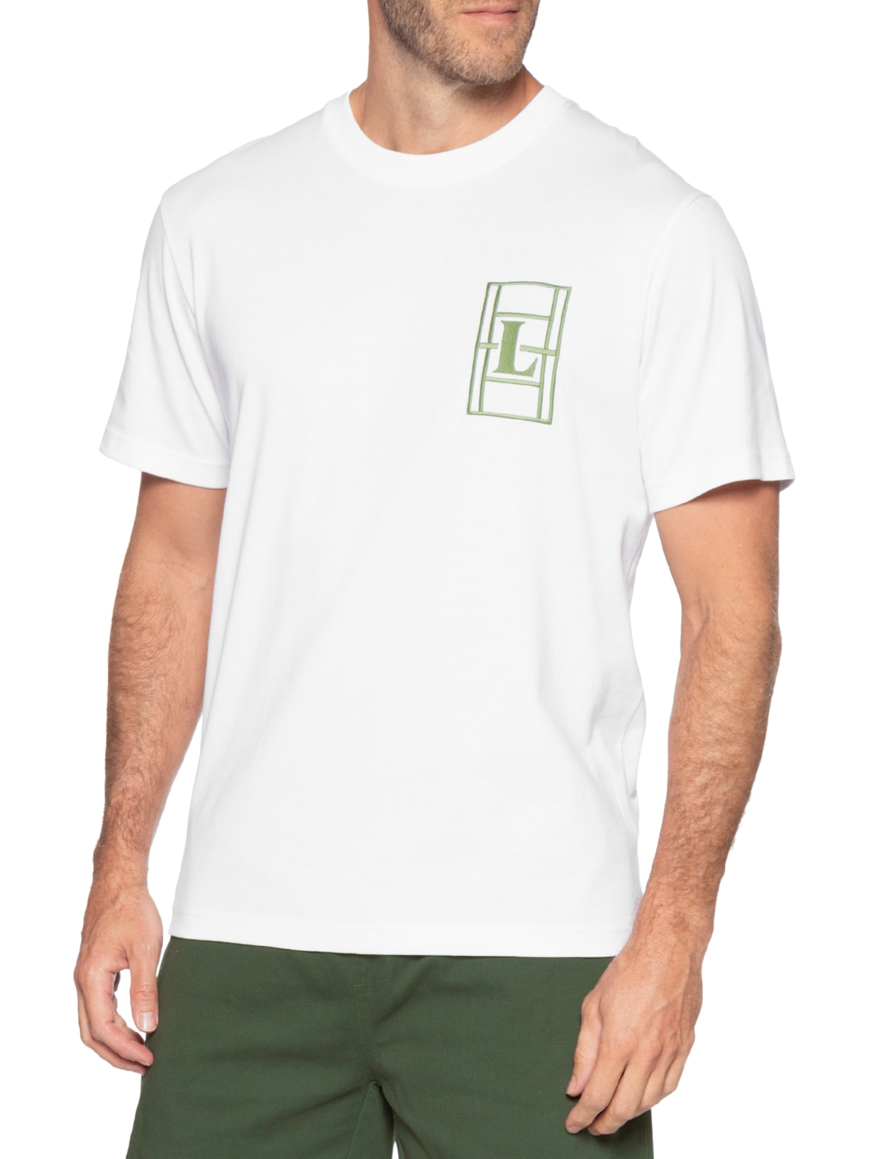 Camiseta Masculina Classic Fit Quadra Branco Lacoste