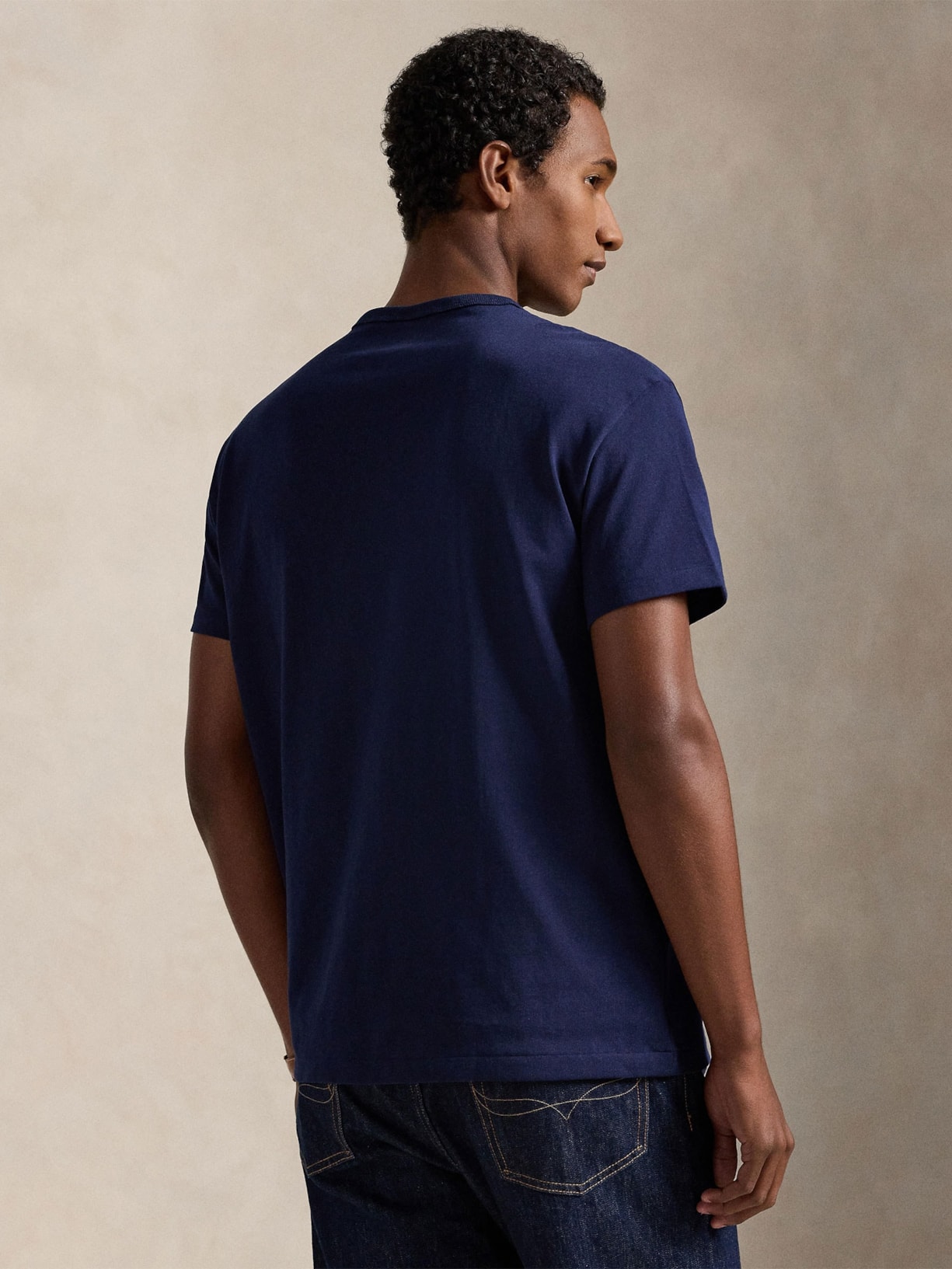 Camiseta Masculina Classic Slim Crewneck Jersey Azul Polo Ralph Lauren