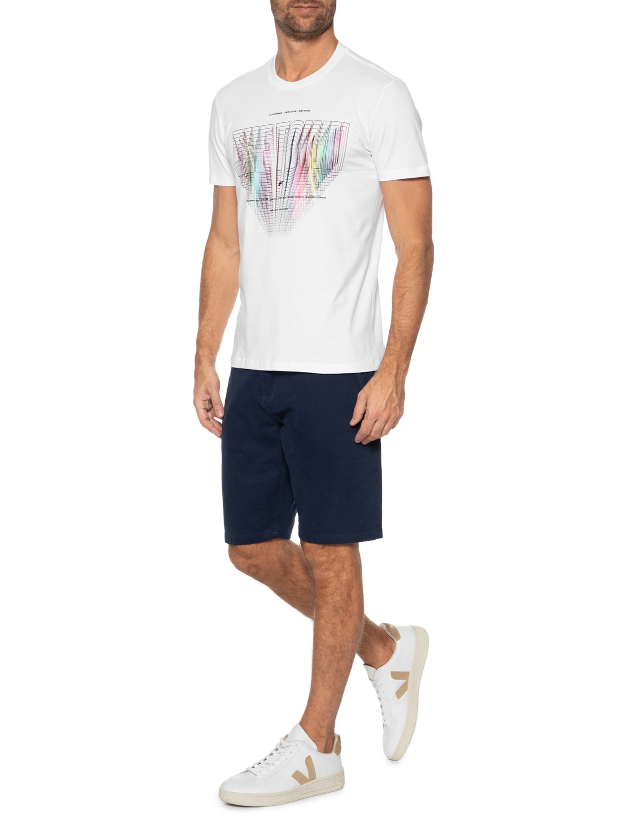 Camiseta Masculina Co Fine Ell The Town Outline Classic Manga Curta Branco Ellus