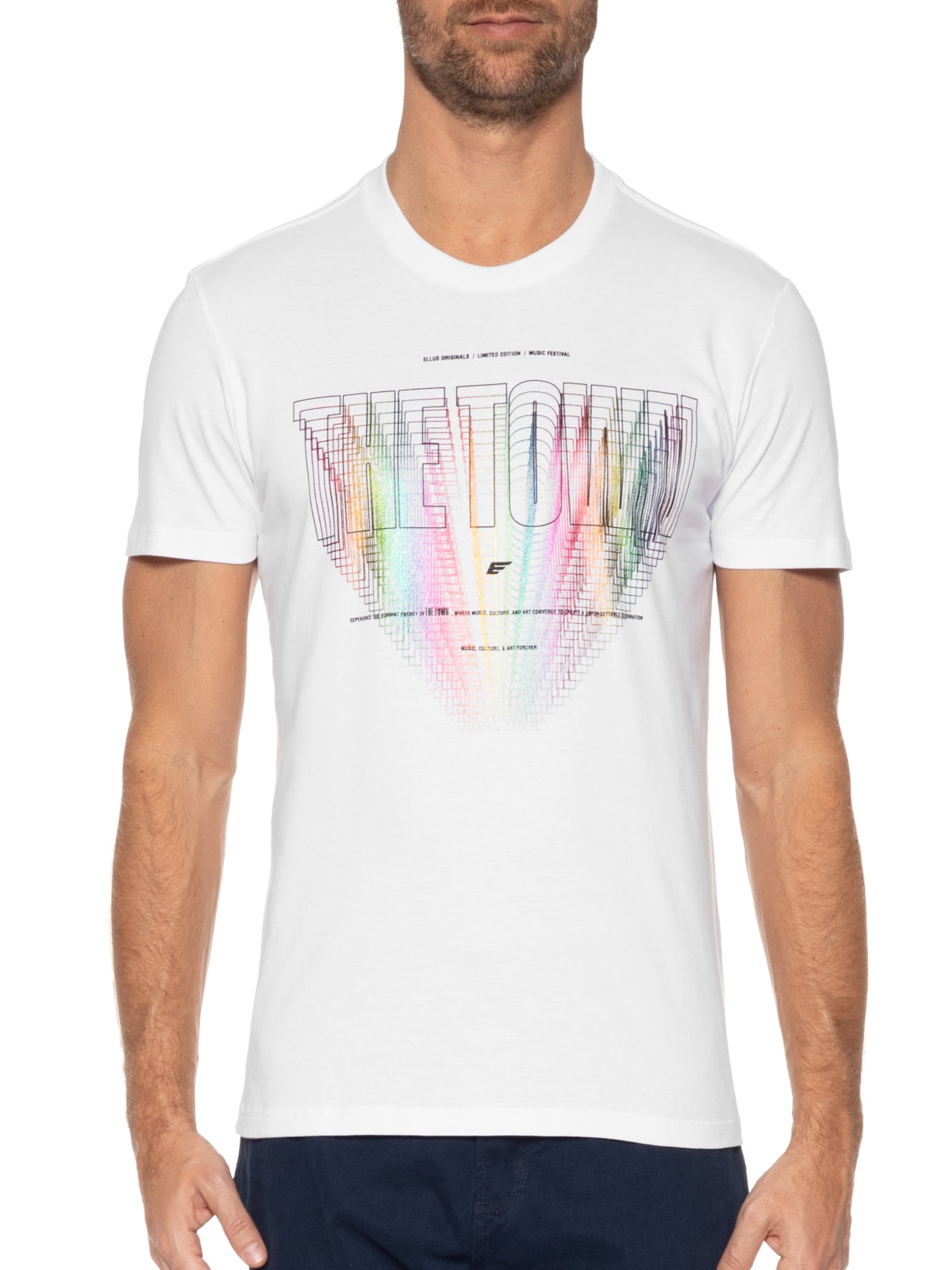 Camiseta Masculina Co Fine Ell The Town Outline Classic Manga Curta Branco Ellus